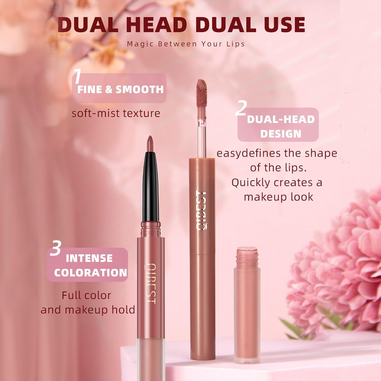 Juego de 3 delineadores de labios y lápiz labial, kit de lápiz labial mate con delineador de labios, lápiz labial líquido mate, impermeable, lápiz