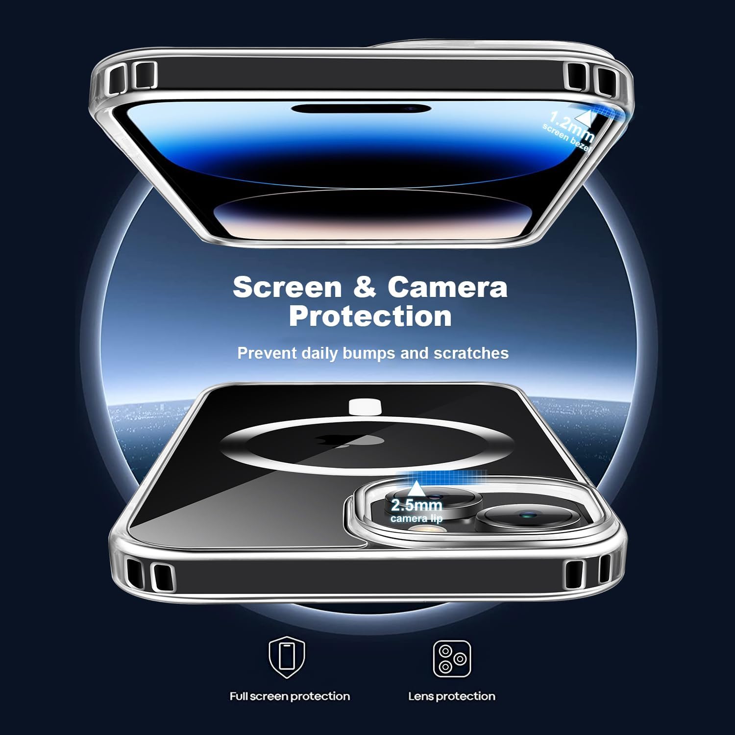 Compatible con MagSafe, resistente a caídas de 10 pies, funda protectora delgada, no amarillenta para iPhone 14 Plus y iPhone 15 Plus (transparente)