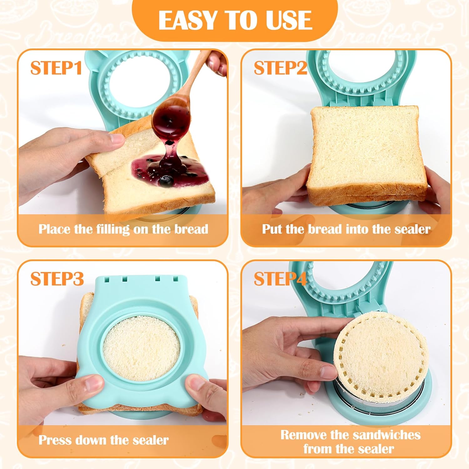 Máquina de sándwiches Uncrustables, 2 cortadores de sándwiches para el almuerzo de niños, juego de cortador de sándwich de desayuno sin costra y