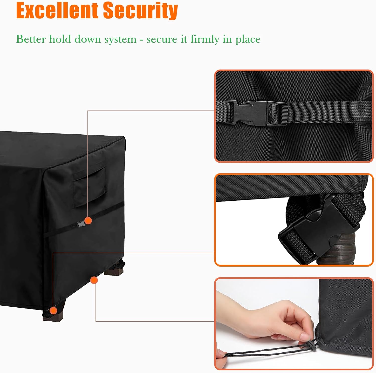 WOMACO Funda resistente para mesa de patio, funda impermeable para muebles de exterior (negro, rectangular, 75 x 57 x 28 pulgadas)