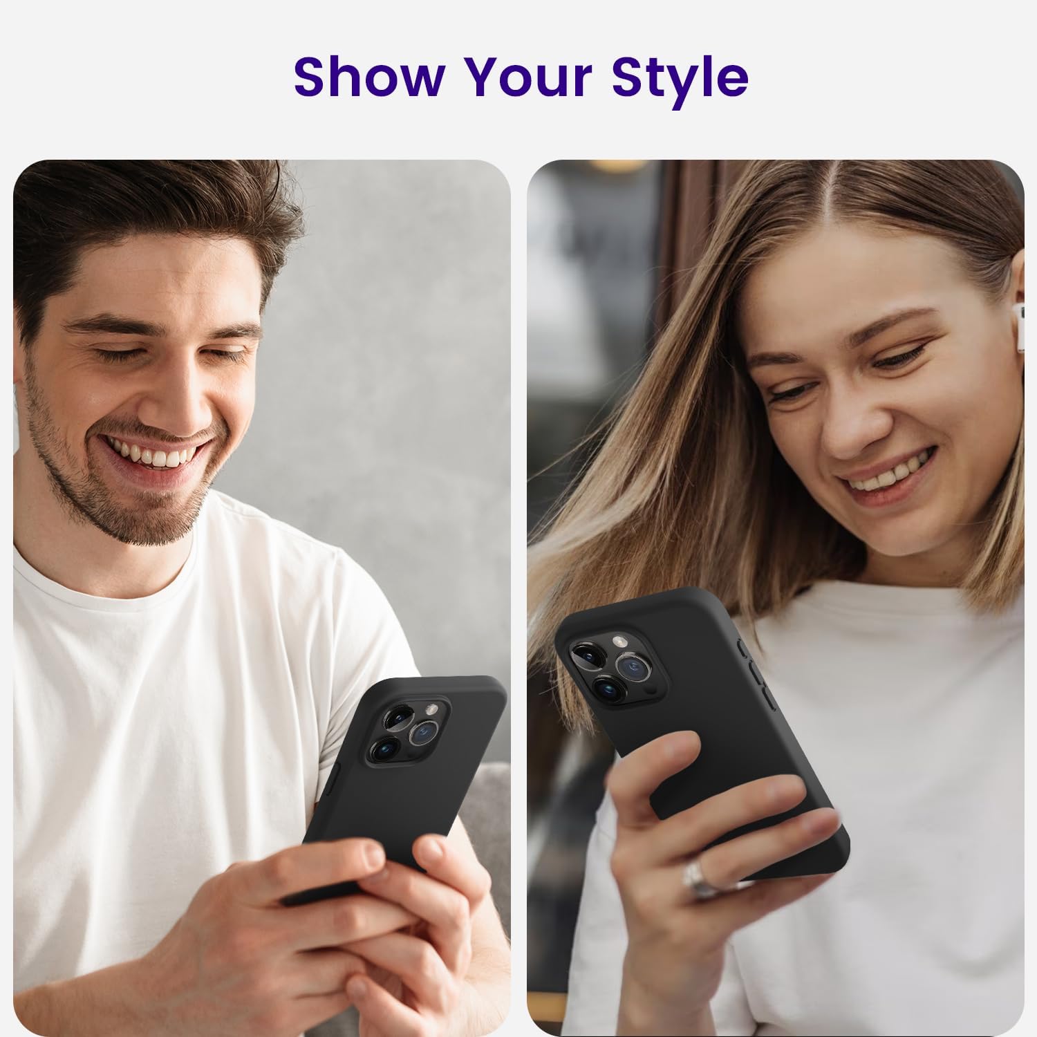 OTOFLY Diseñada para iPhone 15 Pro, funda delgada de silicona a prueba de golpes para iPhone 15 Pro (6.1 pulgadas), color negro