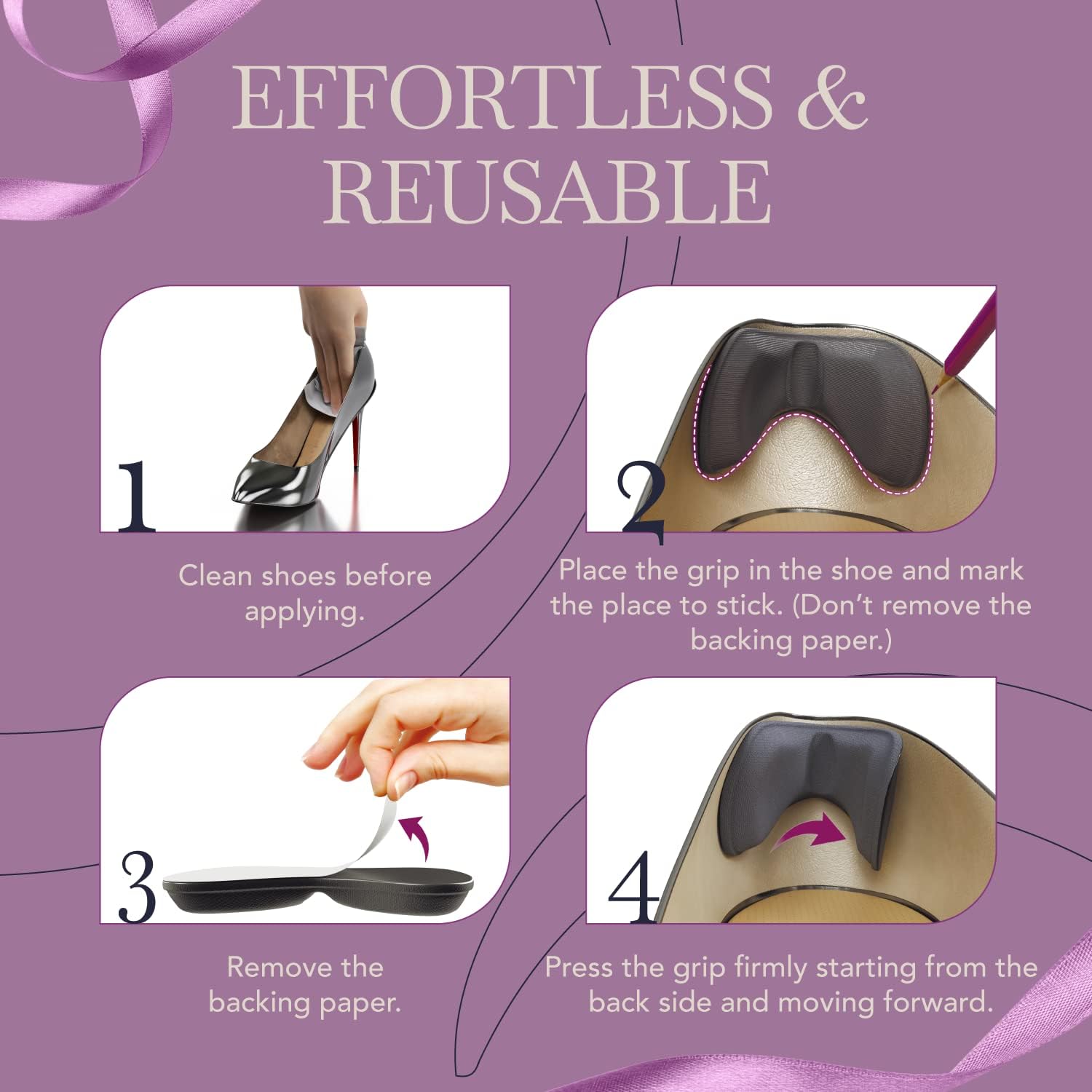 Ballotte Protector de talón de silicona  Almohadillas de talón almohadillas para zapatos insertos de zapatos para mujeres Tacones  Insertos de