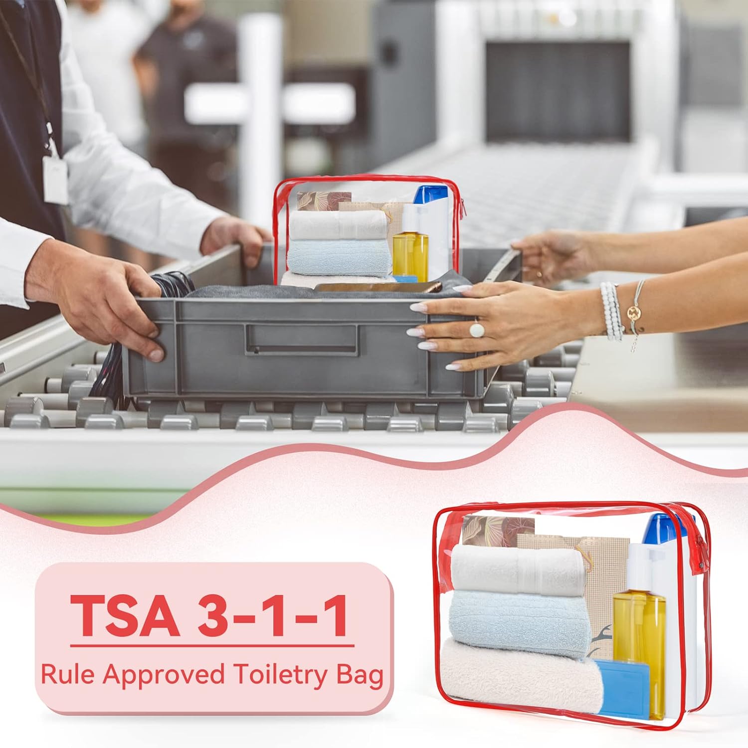 12 bolsas de aseo transparentes para mujeres y hombres, bolsa de cosméticos transparente para viaje, organizador de maquillaje, bolsa aprobada por