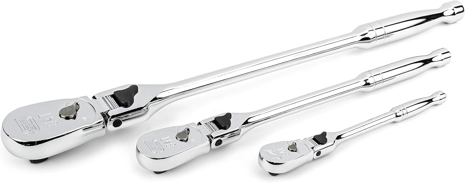 GEARWRENCH – Juego de trinquetes de lágrima, cabezal flexible con bloqueo, 84 dientes, 3 unidades 14, 38 y 12 pulgadas, 81276A-07