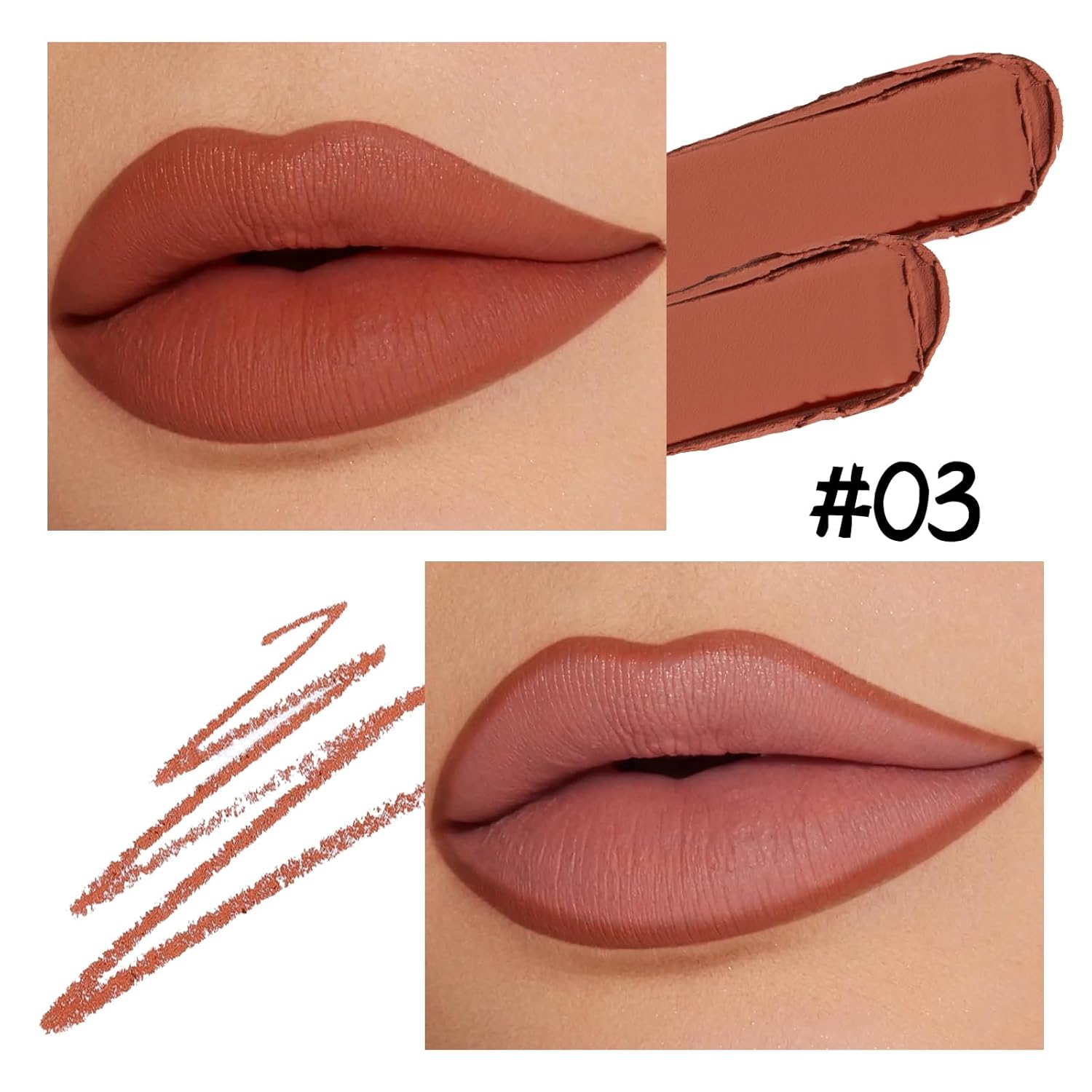 Boobeen Lápiz labial de doble punta, delineador de labios de terciopelo para maquillaje, lápiz labial cremoso para mujeres, acabado satinado mate de