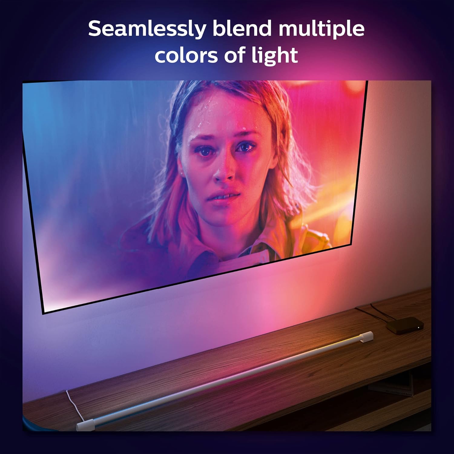 Philips Hue Tubo de luz inteligente grande, blanco, luz LED que cambia de color blanco y de color, 1 paquete, sincronización con TV, música y