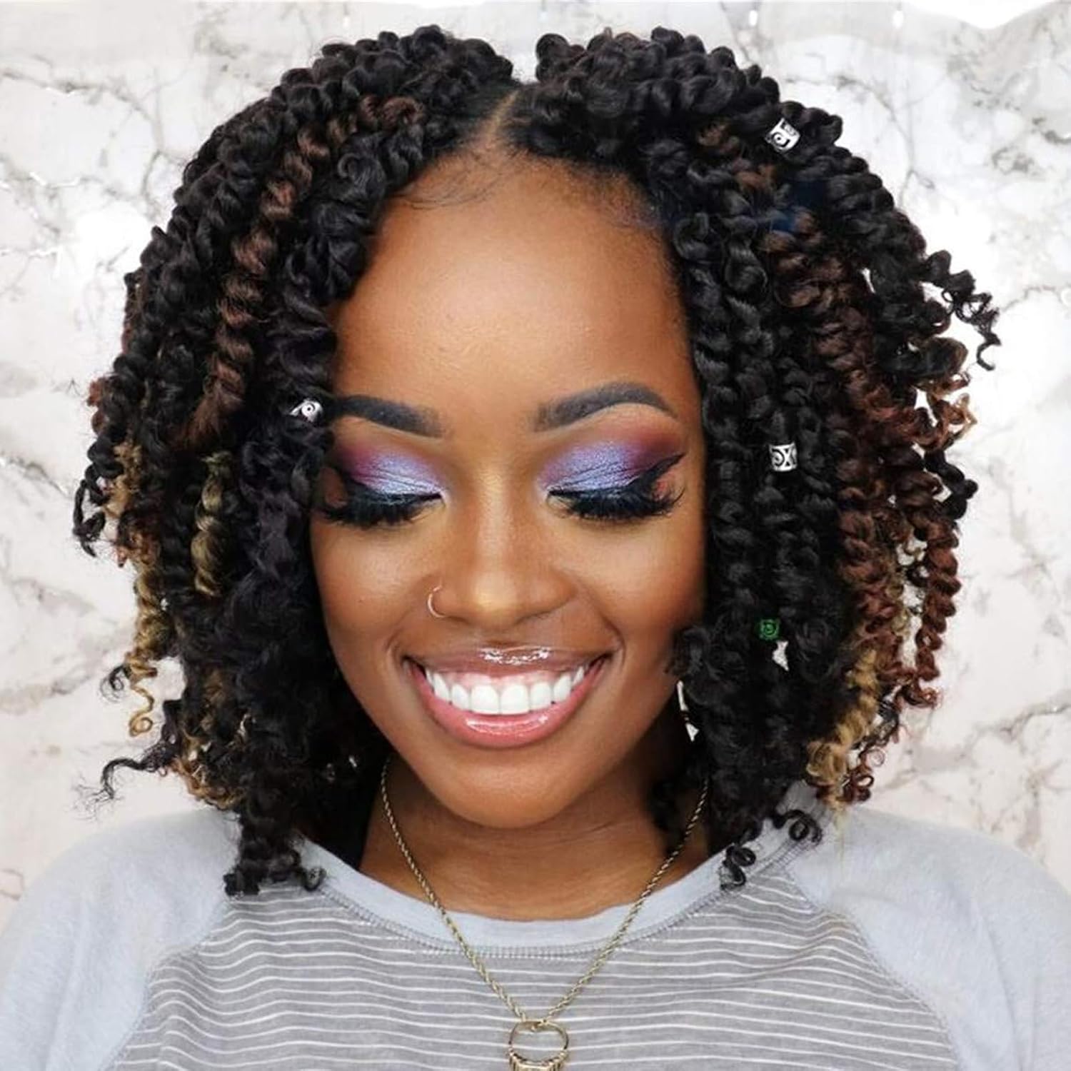 ToyoTress Tiana Passion Twist Hair – Paquetes combinados de 10 pulgadas (1B-6P+T27-1P-T30-1P), extensiones de cabello sintético pretrenzado