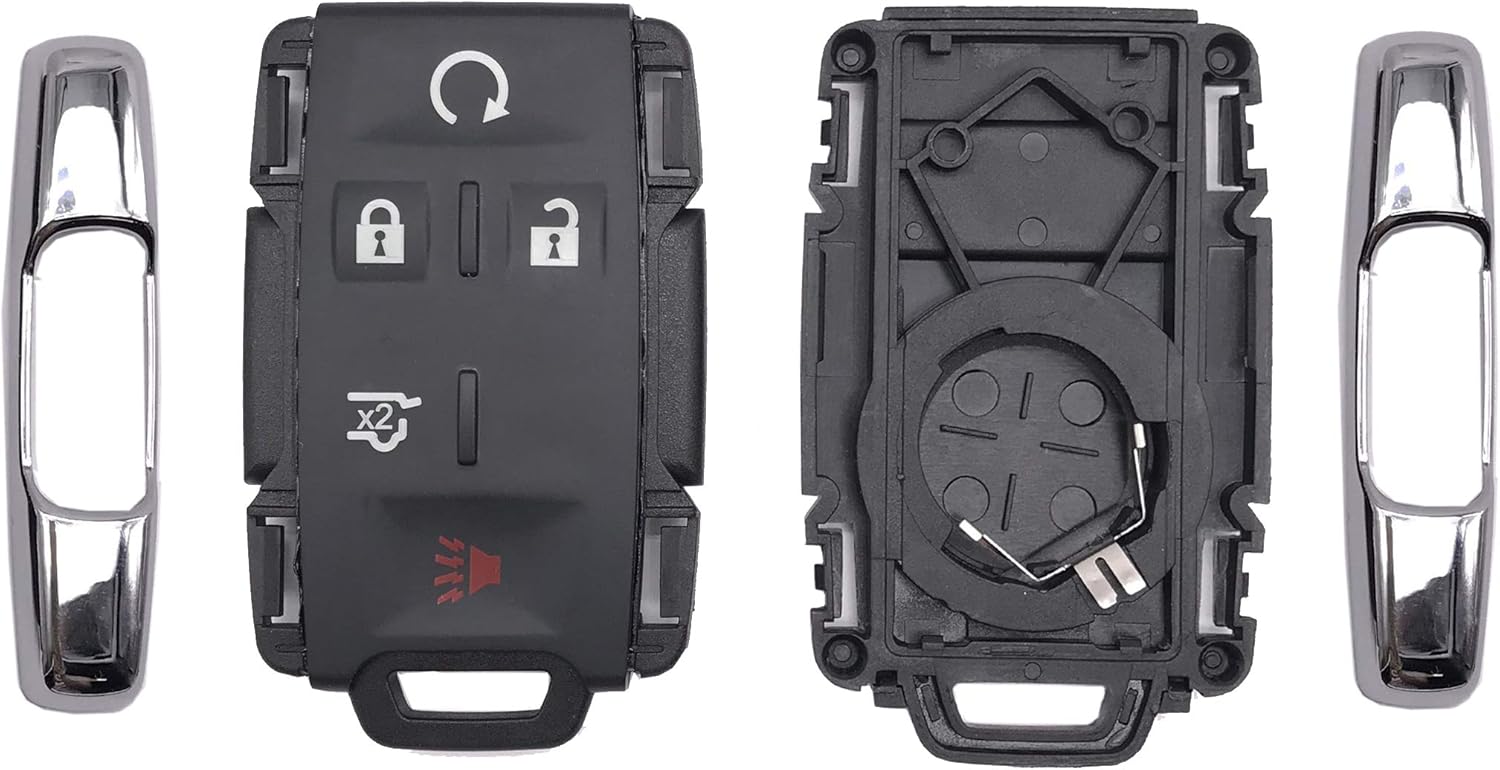 Funda inteligente para llavero GMC Yukon Sierra 1500, Chevrolet Suburban Tahoe, entrada sin llave, control remoto (plata, 5 botones)