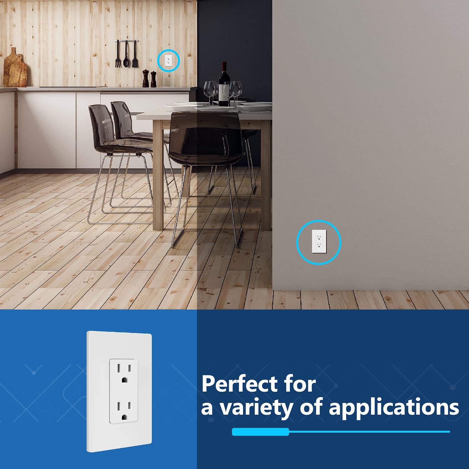 LIDER Receptáculo decorativo de acabado mate con cubierta facial intercambiable, salida de pared segura para niños, resistente a manipulaciones,