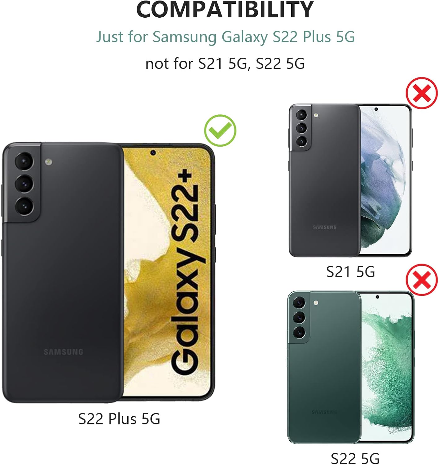 ZTOFERA Funda transparente para Samsung Galaxy S22 Plus 5G con correa ajustable para el cuello, suave y delgada, TPU a prueba de golpes, funda