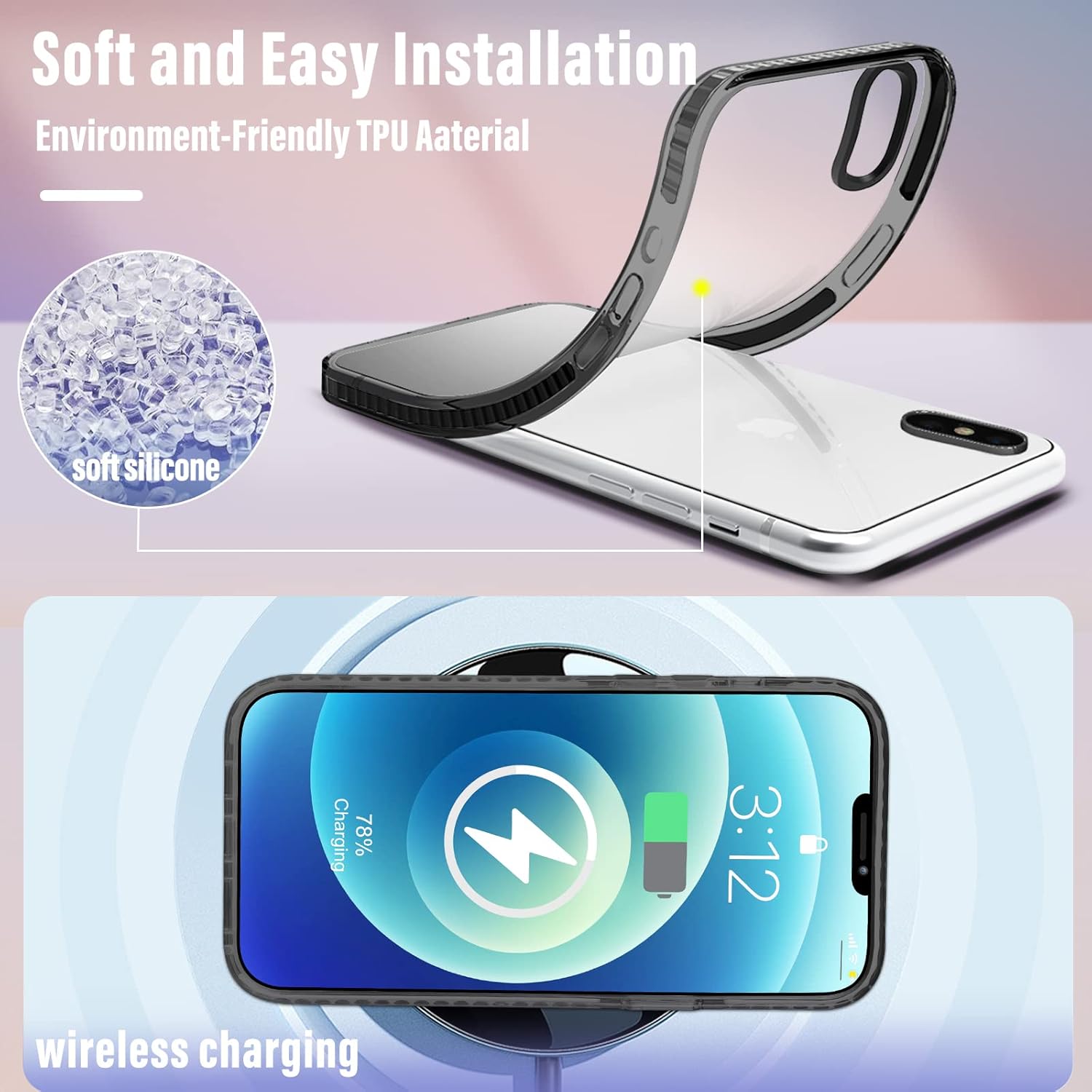 Toycamp Funda para iPhone Xs MAX con soporte de anillo, diseño de mariposas negras, funda de dibujos animados para mujeres, niñas, niños,