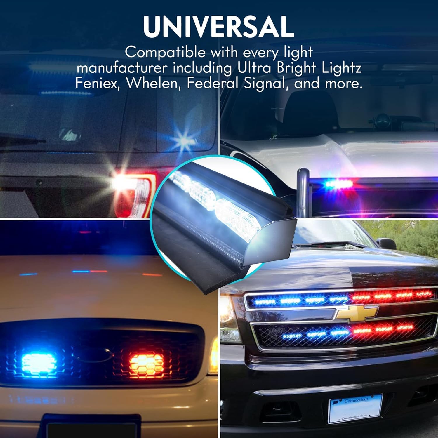 Ultra Bright Lightz 18 pulgadas  Junta grande  Elimina advertencia de emergencia visera Dash Stick montaje superficie luz parabrisas protector de