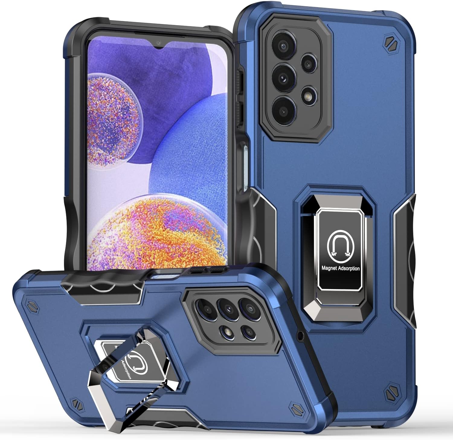 Amosry – Funda compatible con Samsung Galaxy A23 5G, resistente, resistente a los golpes, antideslizante, soporte de anillo, con magnético, para