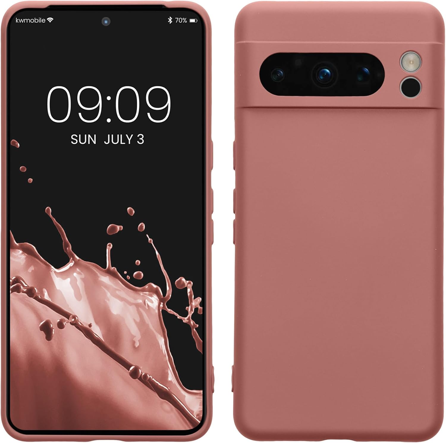 kwmobile Funda compatible con Google Pixel 8 Pro – Funda protectora delgada de TPU con acabado mate suave – Rosa de invierno