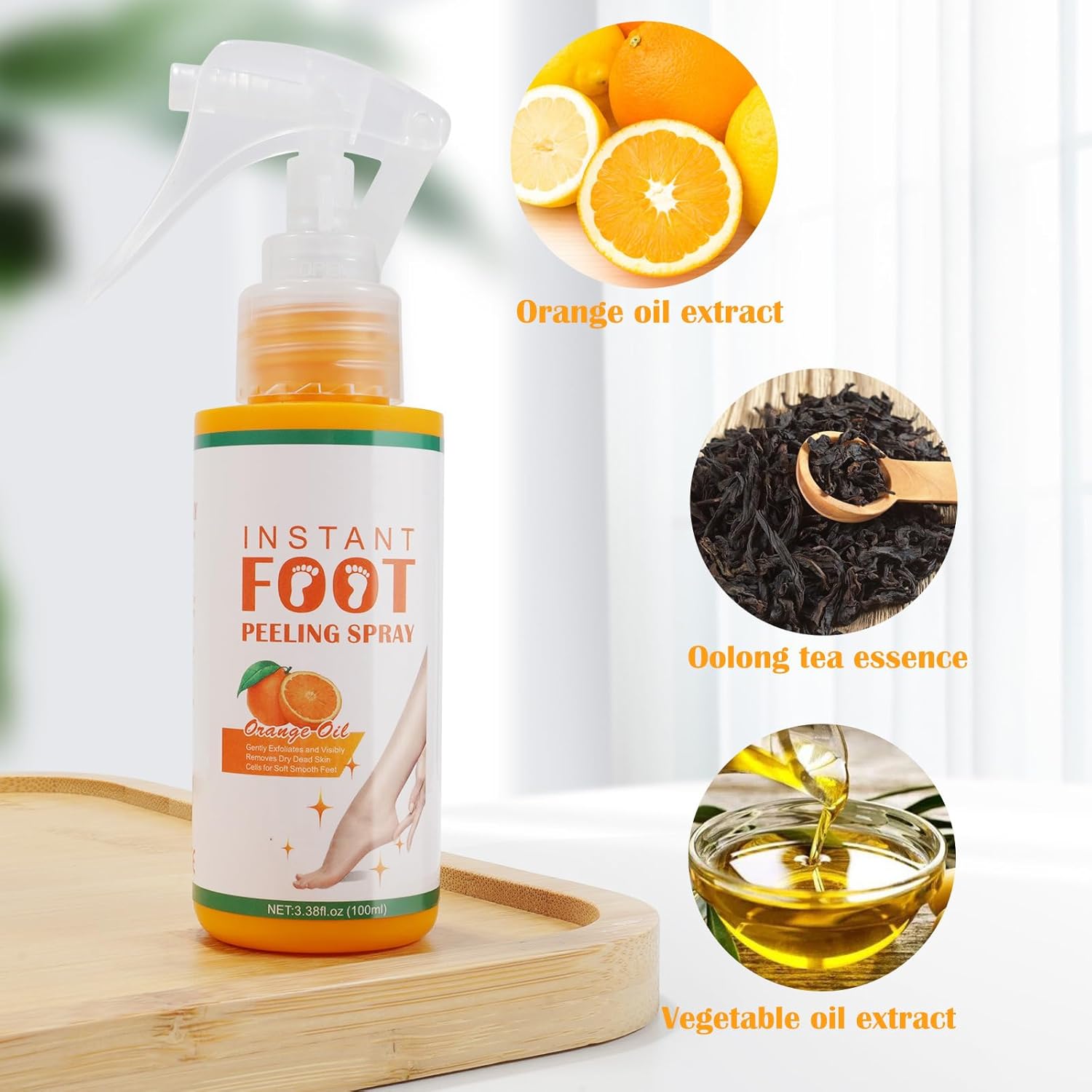 Aceite en aerosol para pelar pies, espray instantáneo para eliminar la piel muerta, exfoliante de piel muerta de pedicura para talones ásperos