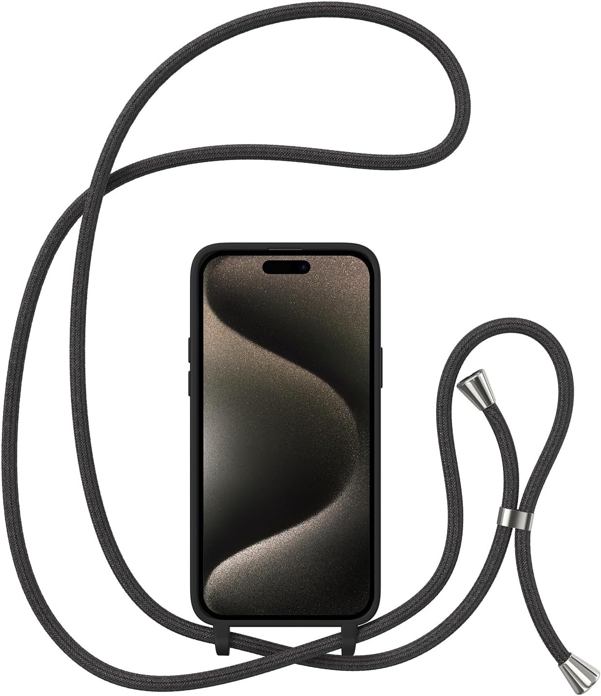 ZTOFERA Funda cruzada para iPhone 15 Pro Max con correa de cordón, cuerda ajustable, funda suave de silicona líquida para iPhone 15 Pro Max de 6.7