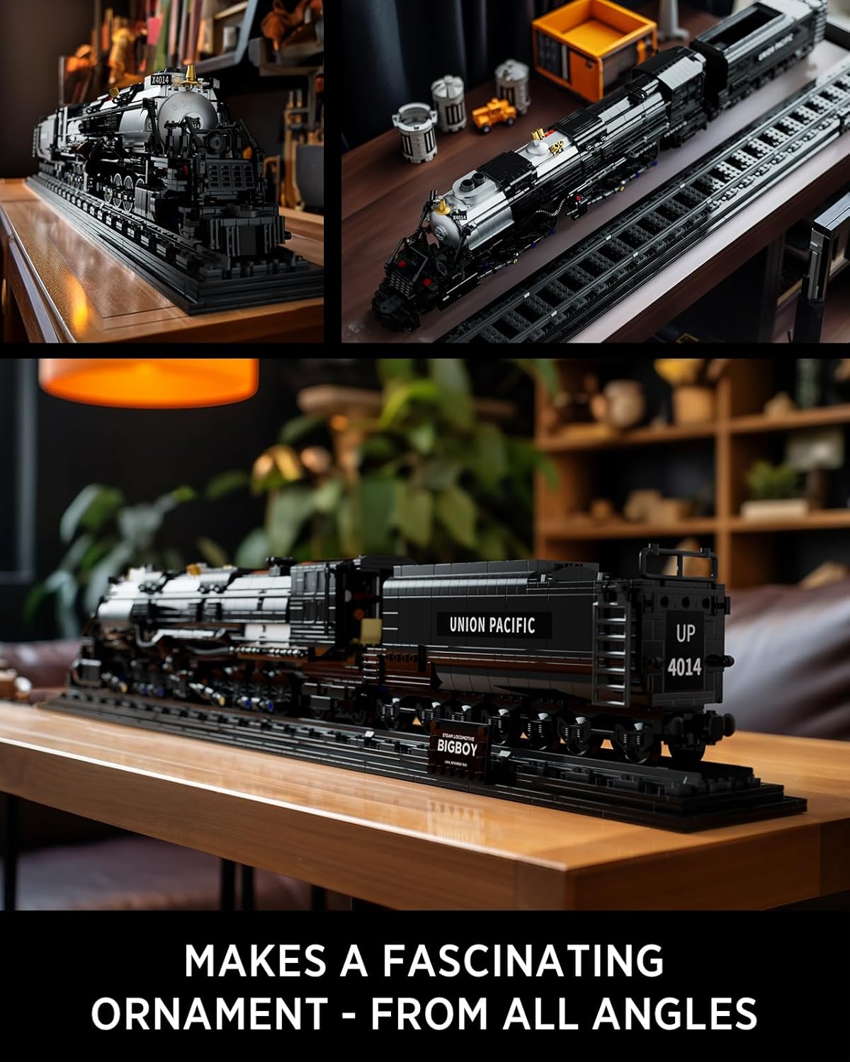 Nifeliz Locomotora Big Boy, juego de bloques de construcción de locomotora de vapor articulada, kit de exhibición de tren de vapor legendario para