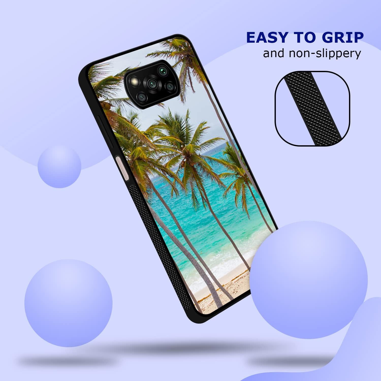 SM Cases – Funda de TPU de goma para Xiaomi Poco X3 NFCPoco Pro, diseño de palmera tropical en la playa, diseño impreso protector a prueba de golpes