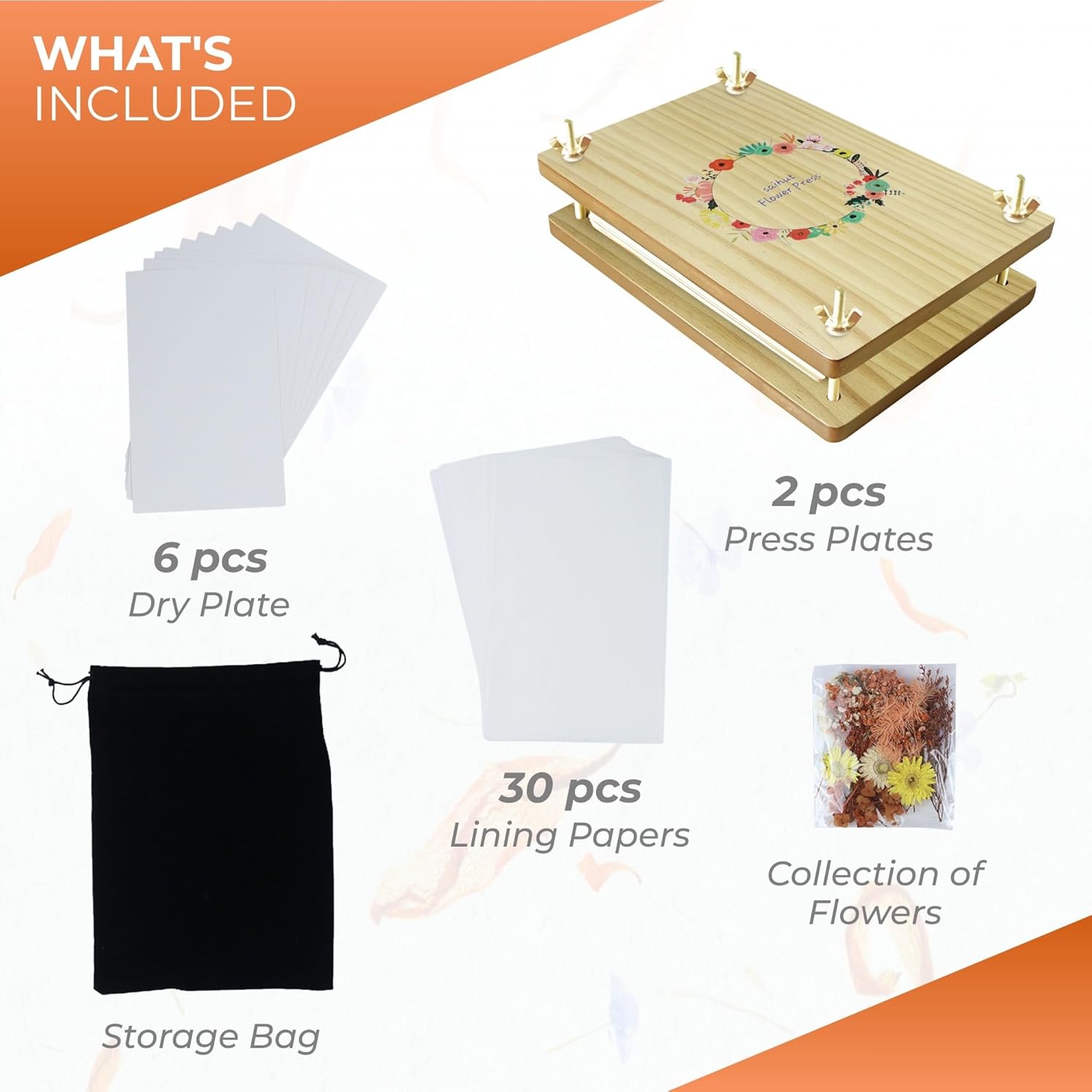Kit profesional de prensa de flores, 6.3 x 8.27 pulgadas, kit de prensado de flores de 6 capas para adultos y niños, prensa de plantas y prensa de