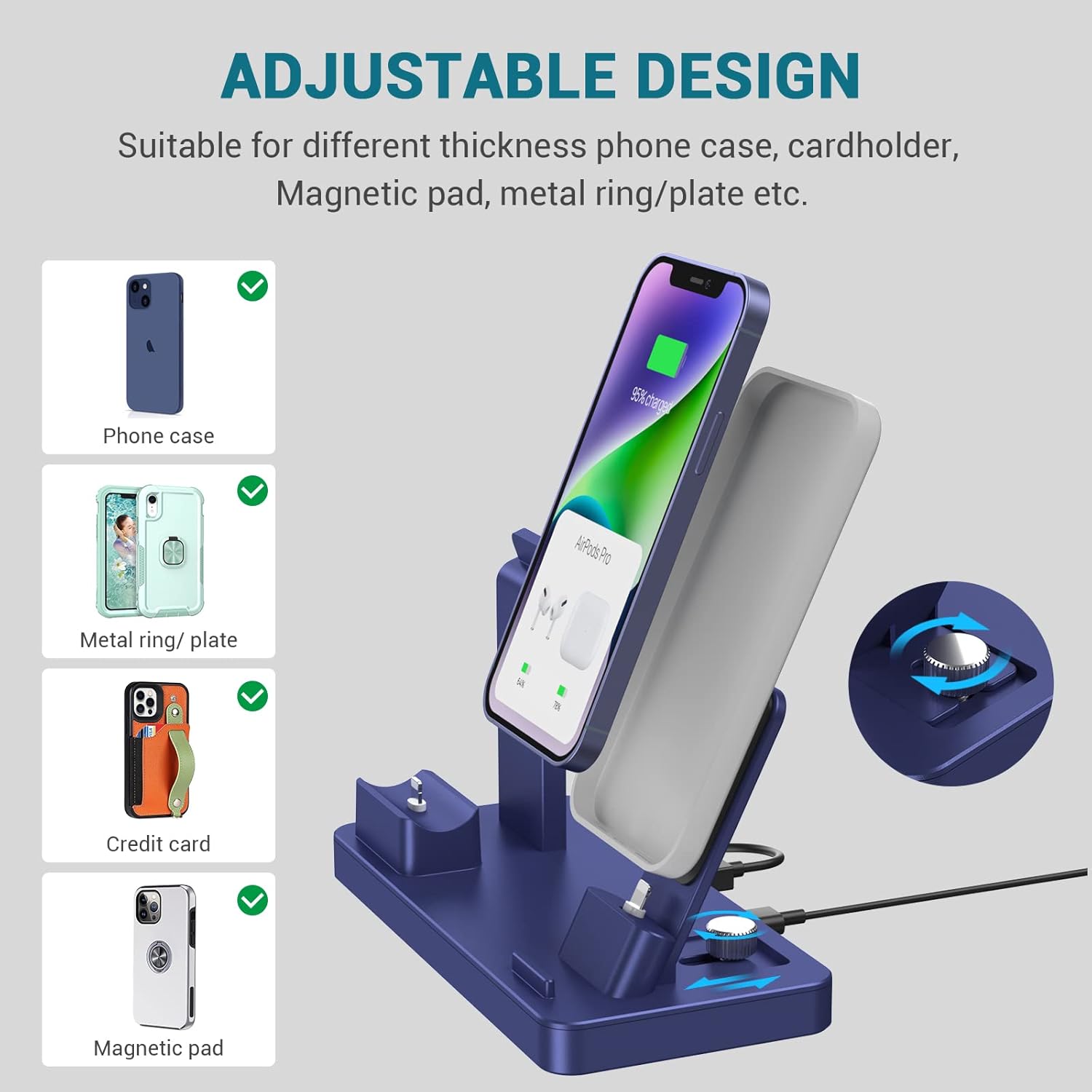 Estación de carga para dispositivos Apple, estación de carga 3 en 1 para iPhone Series AirPods Pro321, soporte de cargador para Apple Watch