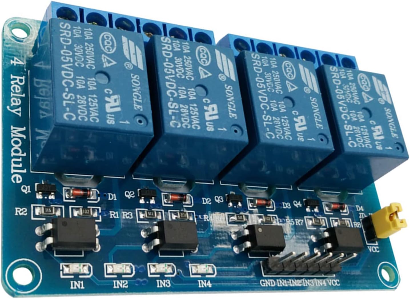 Módulo de relé de 4 canales DC de 5 V compatible con Arduino R3 MEGA Raspberry Pi con optoacoplador placa de expansión de alto y bajo nivel