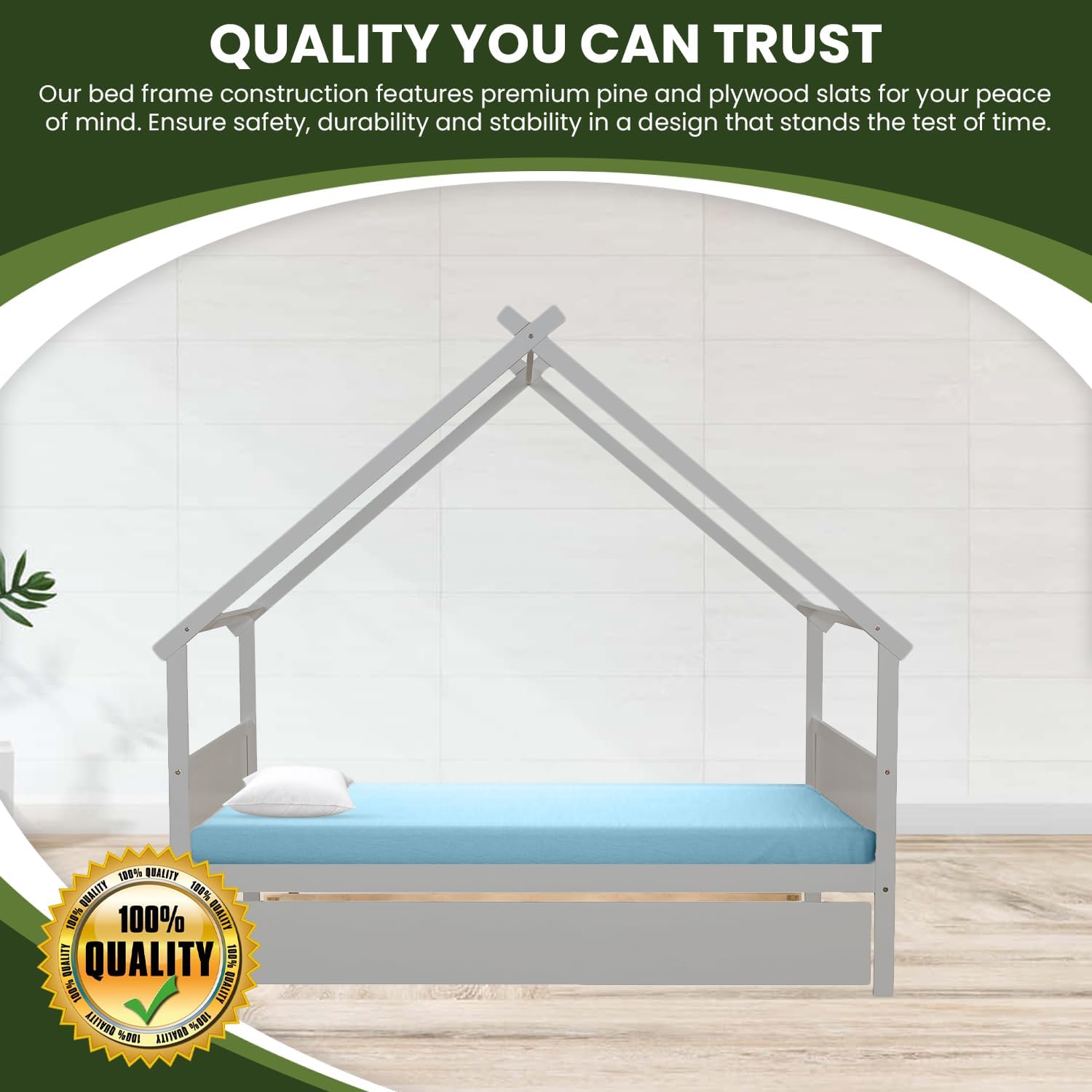 Hanway Cama nido individual  Doble funcionalidad que ahorra espacio, diseño elegante, perfecta para habitaciones de niños (gris)