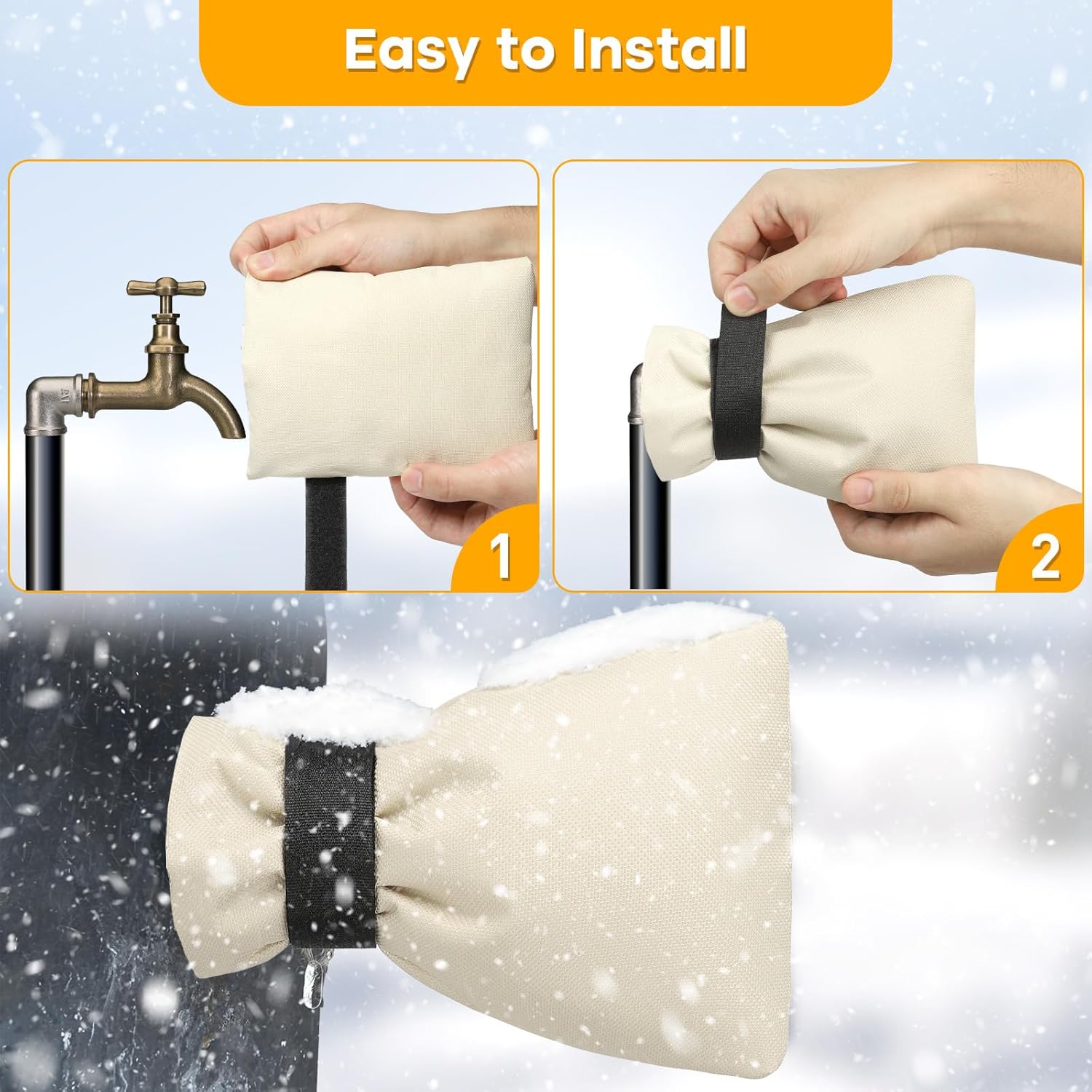 Outdoor Faucet Covers for Winter Freeze Protection Waterproof Spigot Cover Winter Insulated Reusable Hose Bibs Covers for Winter Outside Faucet