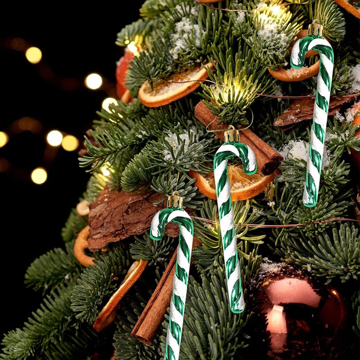 Adornos de Navidad, paquete de 6 adornos de bastón de caramelo con purpurina de 5.1 in5.1 pulgadas, decoraciones colgantes para árbol de Navidad,