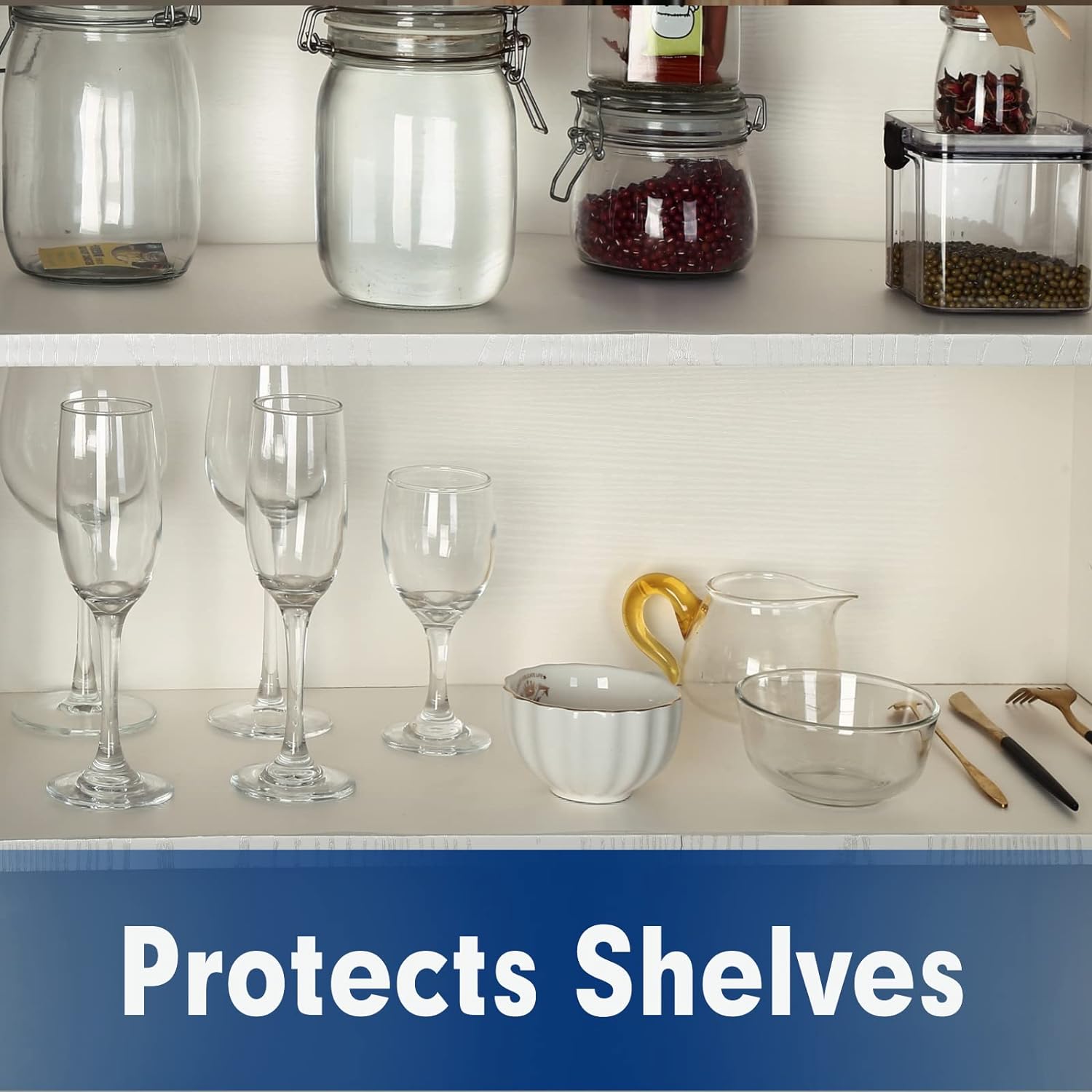 Revestimiento para estantes para gabinetes de cocina a prueba de aceite, forro de cajón no adhesivo, forro de refrigerador transparente, 17.7 x 20
