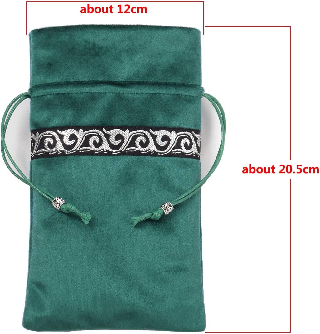 BLESSUME Mantel de tarot de altar adivinación Wicca terciopelo cuadrado con bolsa de tarot (verde)