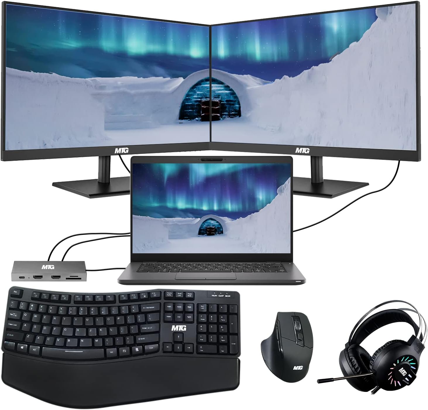 Windows 11 Home, portátil de 13.3 pulgadas 1920 x 1080 FHD, Intel Core i5-8350U, 8 GB de RAM, SSD de 1 TB, 2 x 24 pulgadas, cámara web integrada,