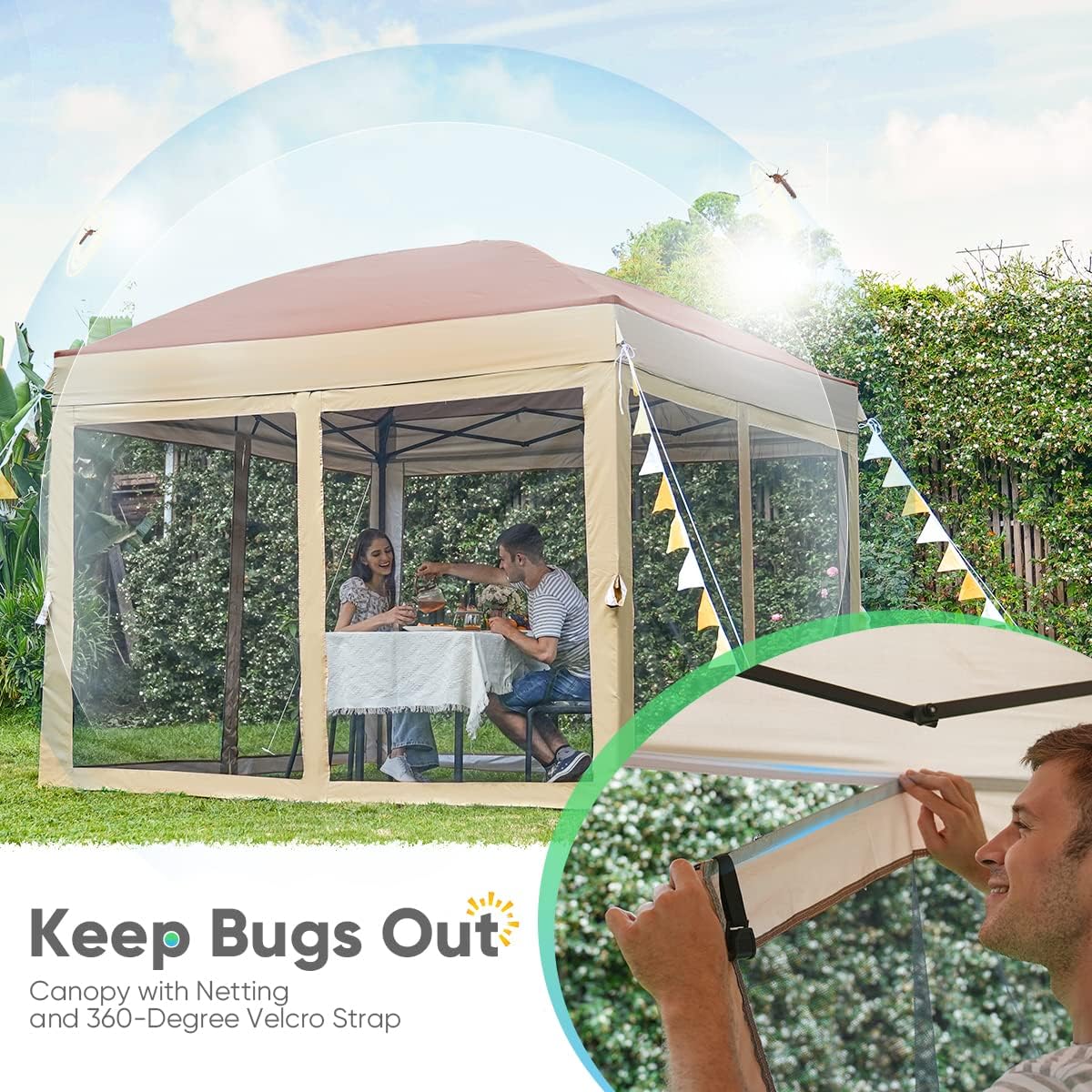 Toldo desplegable Quictent Ez con pantalla de malla para carpa, pared lateral, en 3 colores, 4 tamaños