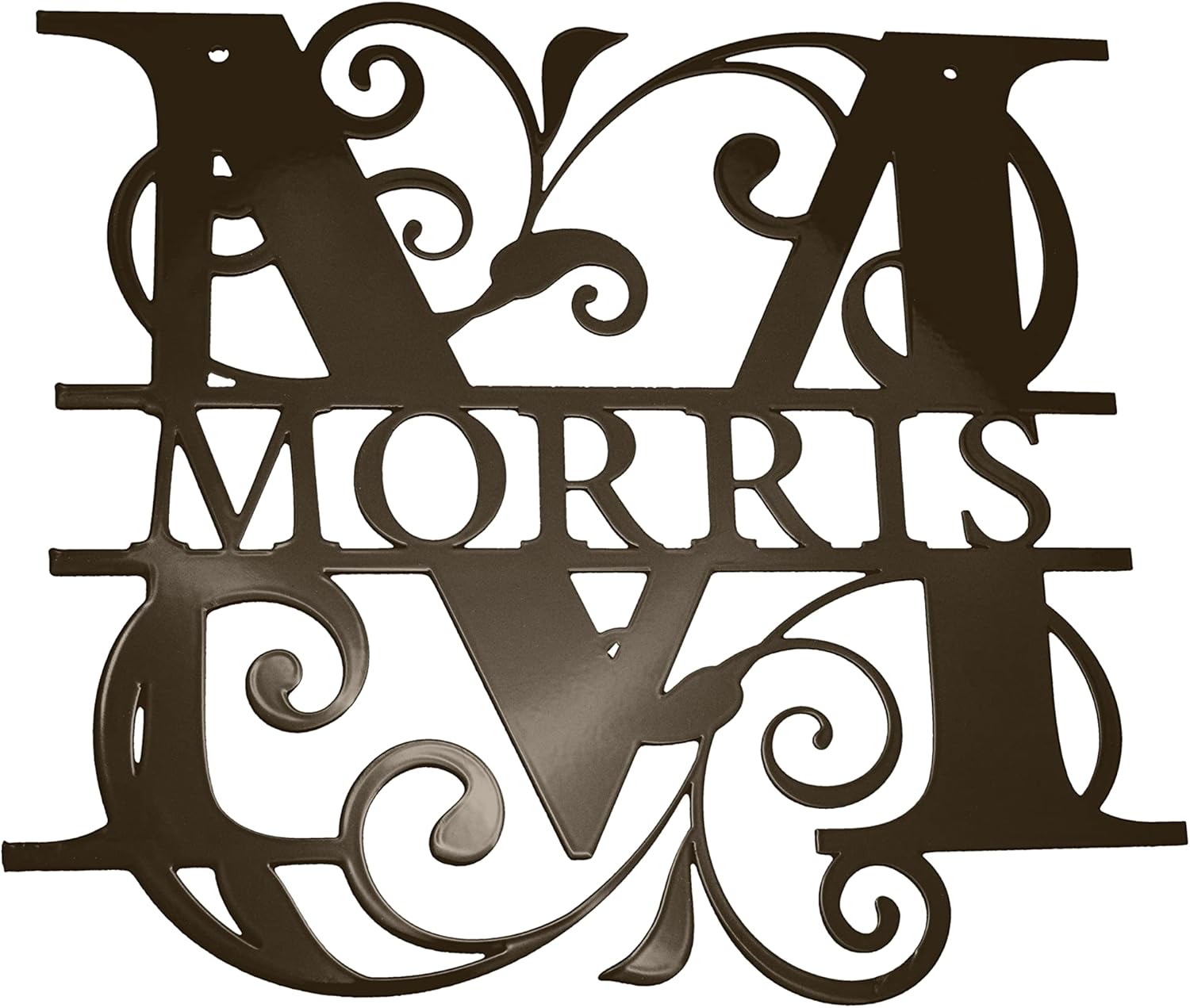 Monograma personalizado de letra dividida – 13 opciones de color – Letrero de acero personalizado con monograma – Placa de reliquia familiar –