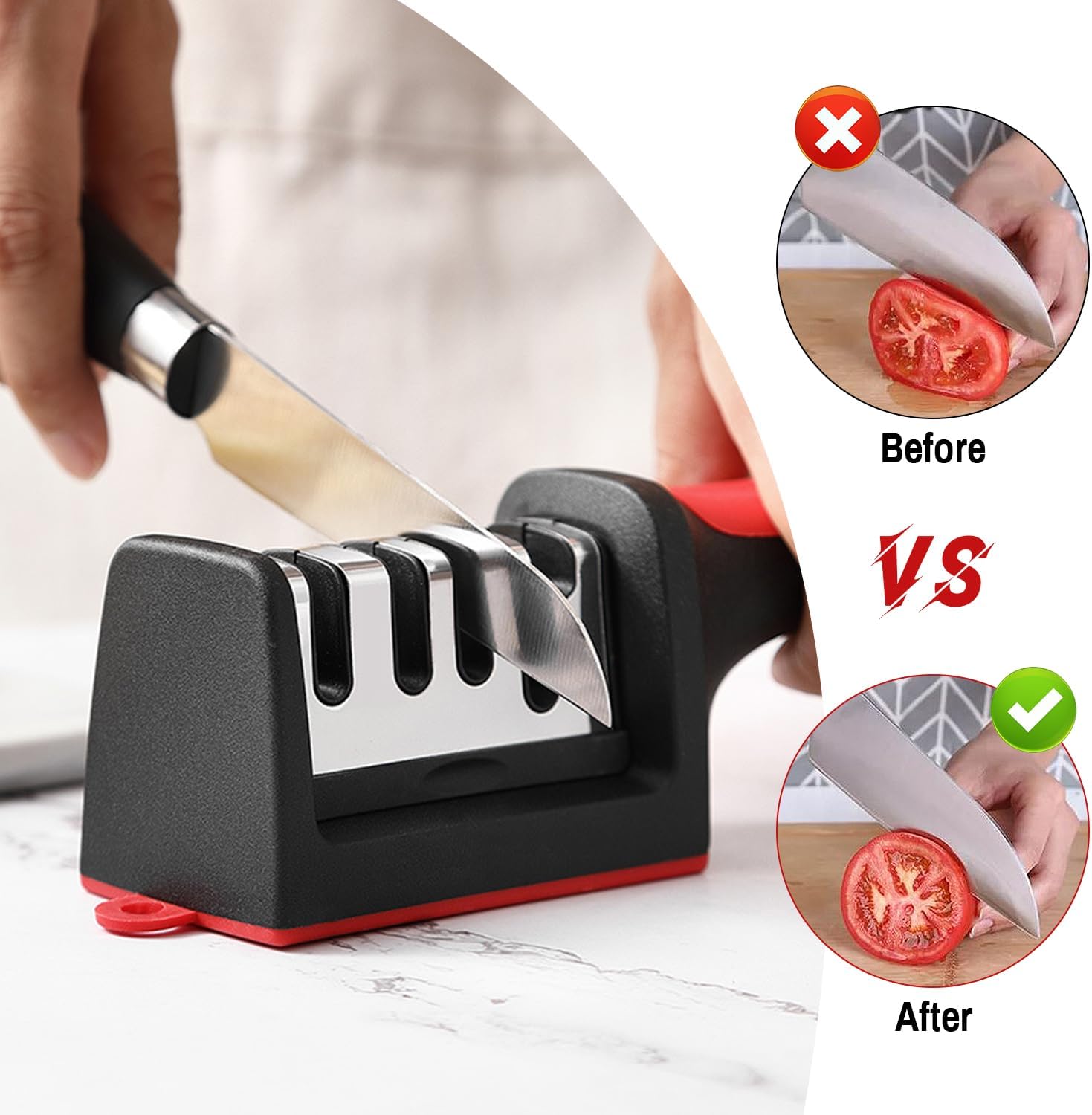 Afilador de cuchillos 4 en 1, accesorios de cuchillos de cocina, ayuda a reparar el pulido, cuchillas no dentadas, herramienta de cuchillos
