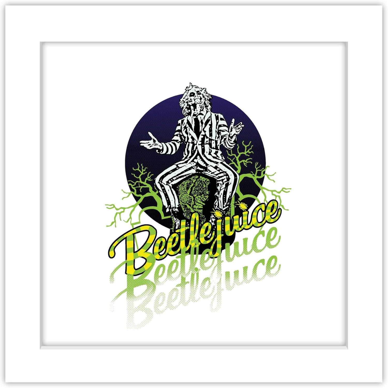 Trends International Gallery Pops Beetlejuice – Póster gráfico de pared de Beetlejuice, 12.00 x 12.00 pulgadas, versión de marco blanco