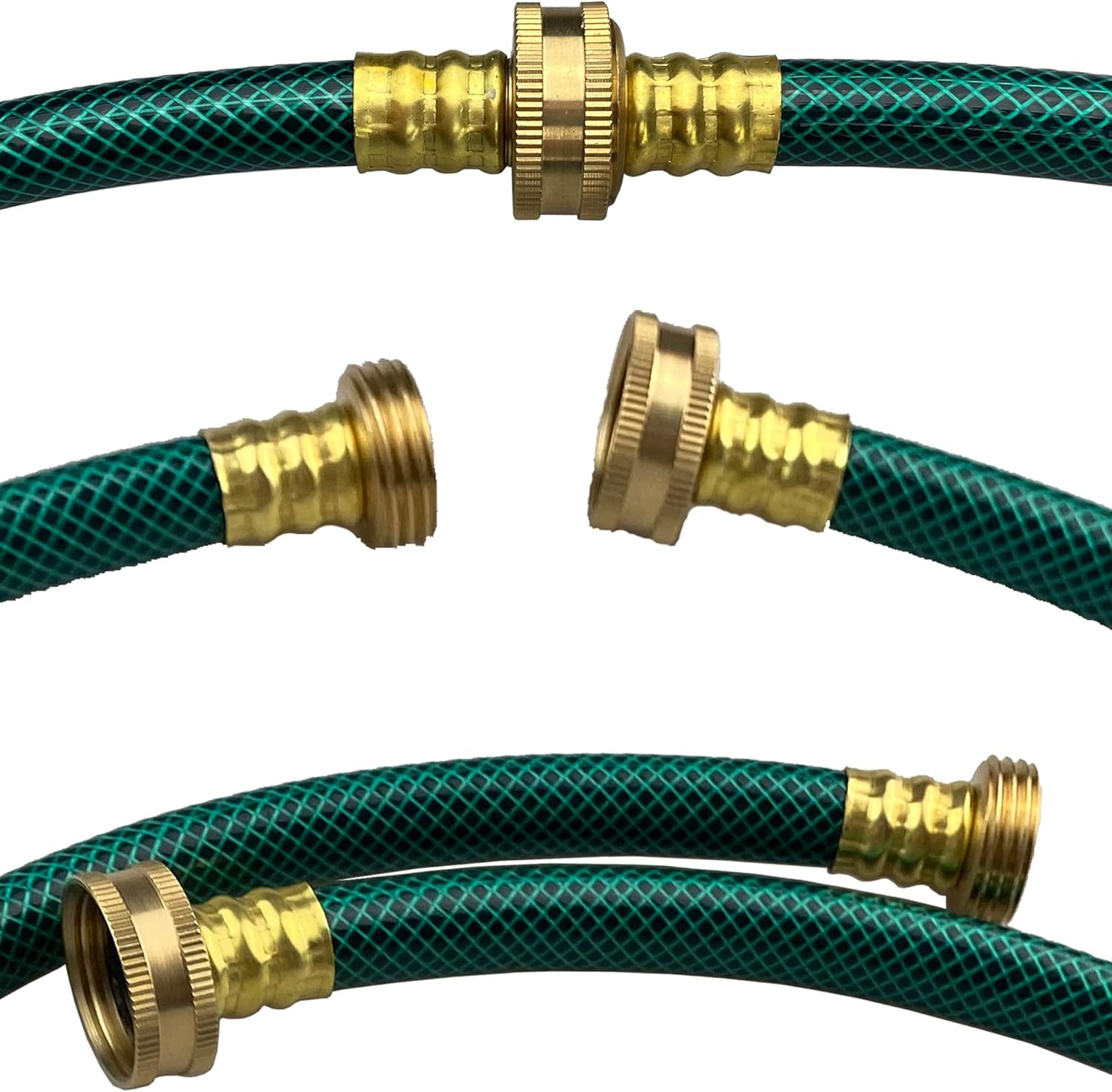 Manguera de jardín de PVC de 12 pulgada, color verde, resistente, con accesorios de latón macizo, sin fugas, flexible, para exteriores, césped,