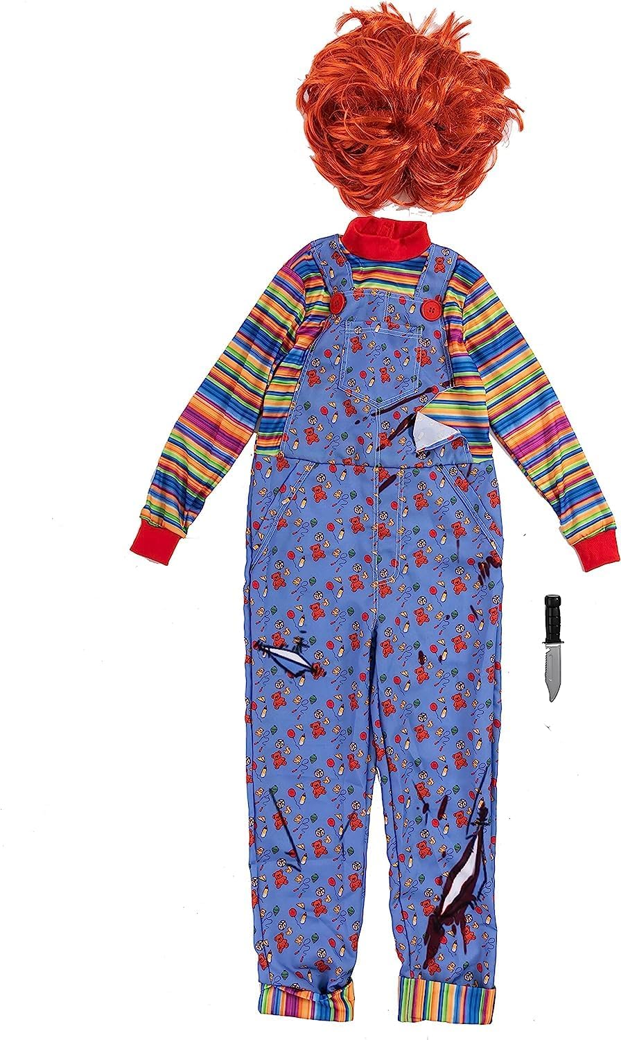 Spooktacular Creations Disfraz de Chucky de Halloween para niño, disfraz de muñeca de película de terror poseído para fiesta de disfraces para niños
