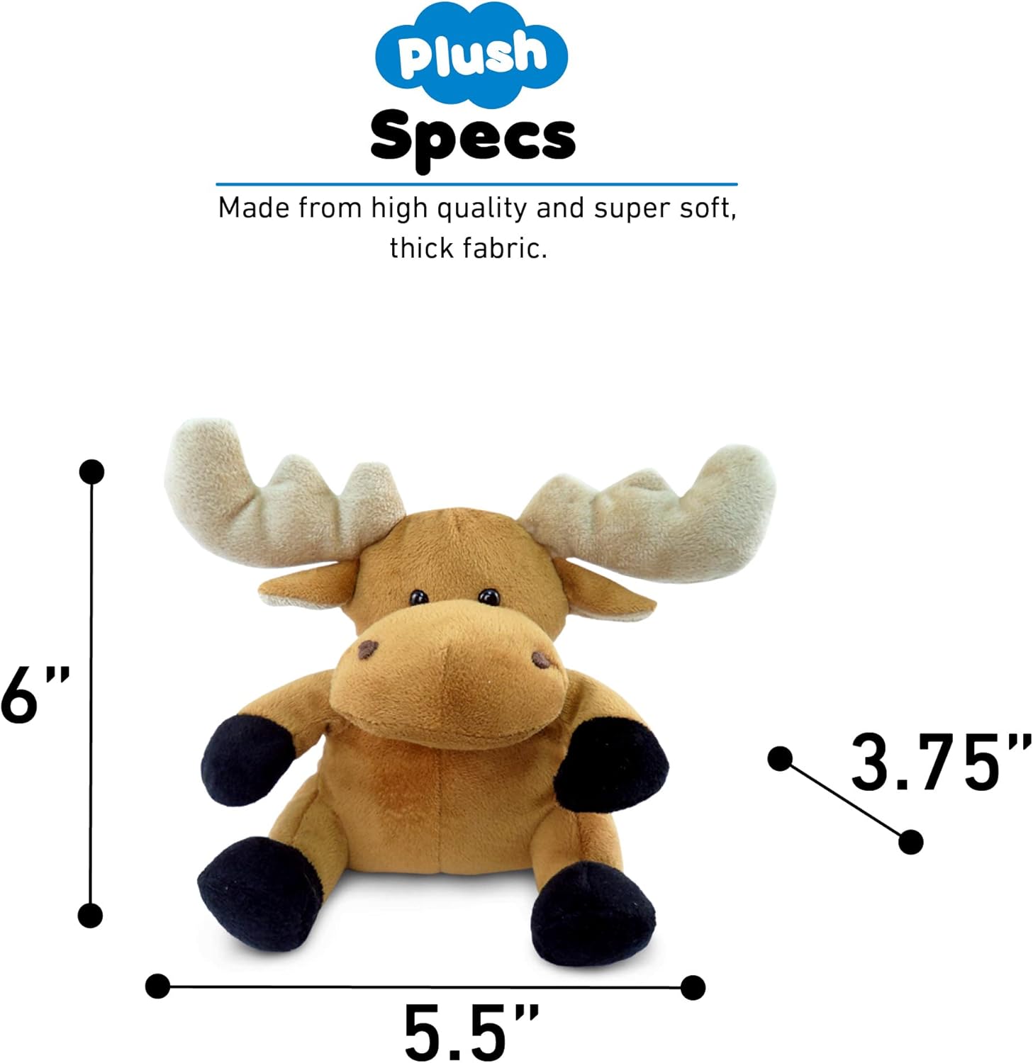 DolliBu – Peluche de alce de peluche, alce sentado suave, abrazable, adorable juguete de peluche de alce marrón, lindo regalo de vida salvaje para