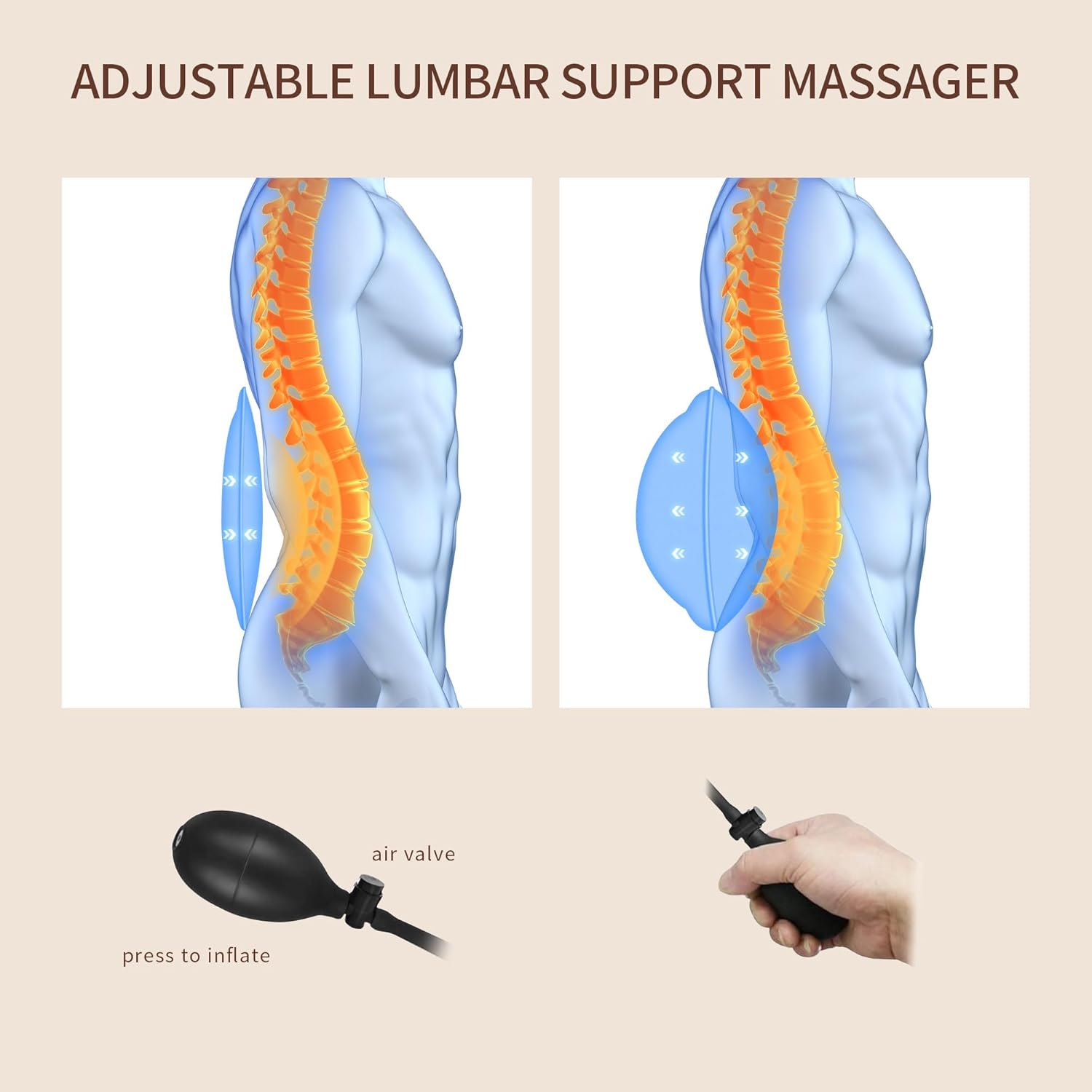 comrelax Masajeador de espalda con calor, cojín de asiento de masaje con tracción lumbar 3D, 10 motores vibradores, almohadilla para silla de masaje