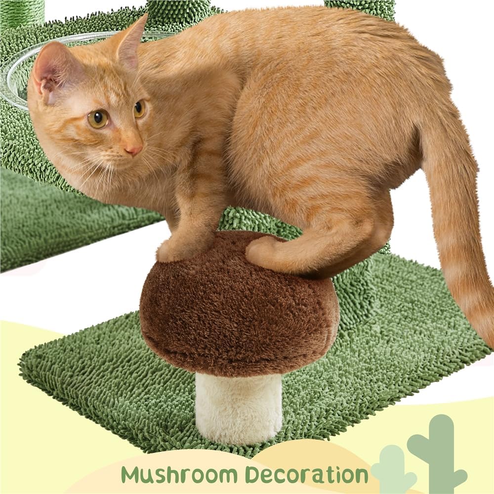 Yaheetech Árbol de cactus para gatos, torre para gatos con temática de oasis de 68.5 pulgadas de alto para gatos de interior, casa de juegos