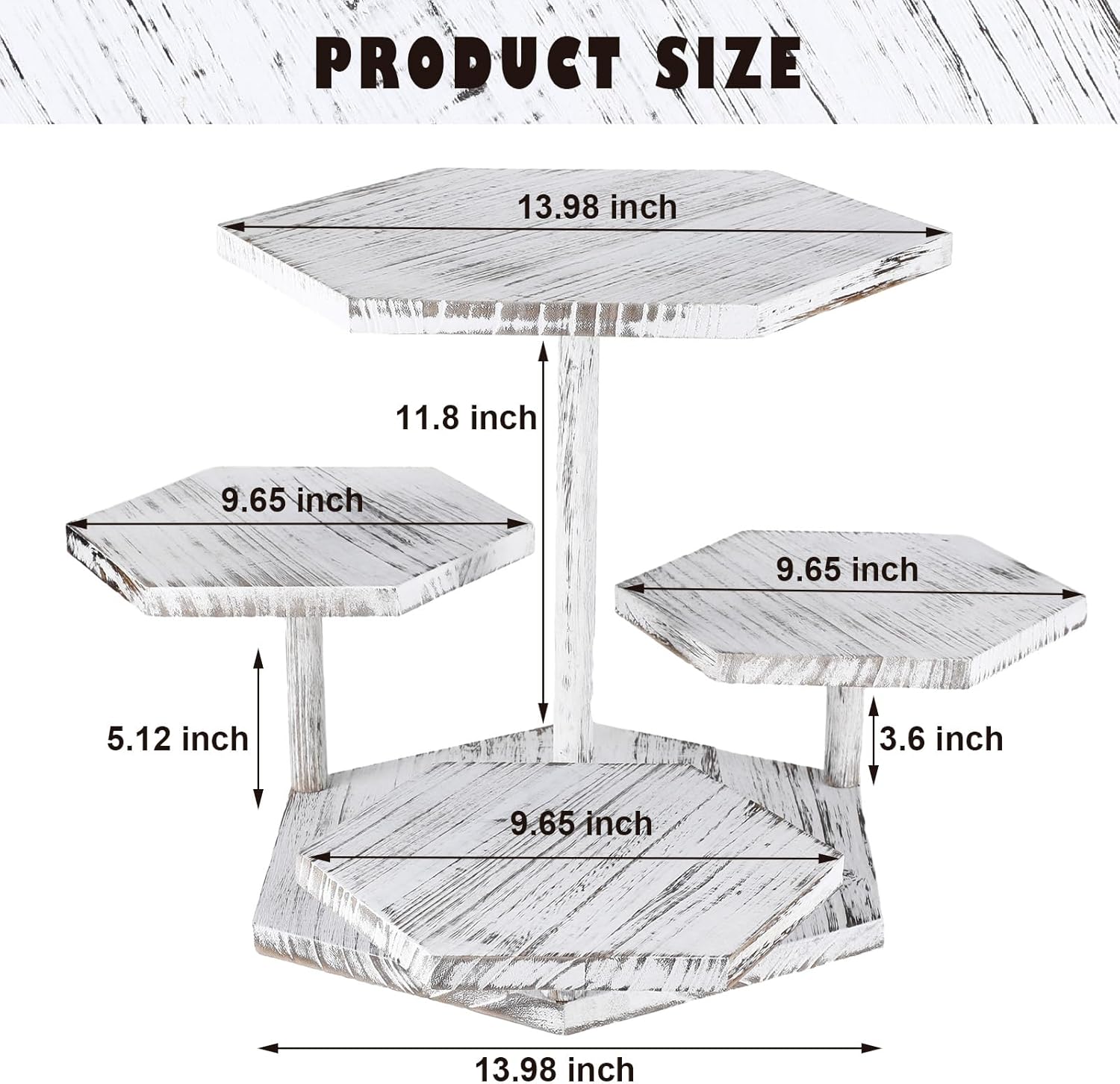 Uiifan Soporte hexagonal para cupcakes de 4 niveles, soporte hexagonal de madera para tartas, postres, cupcakes, torre de granja, bandeja