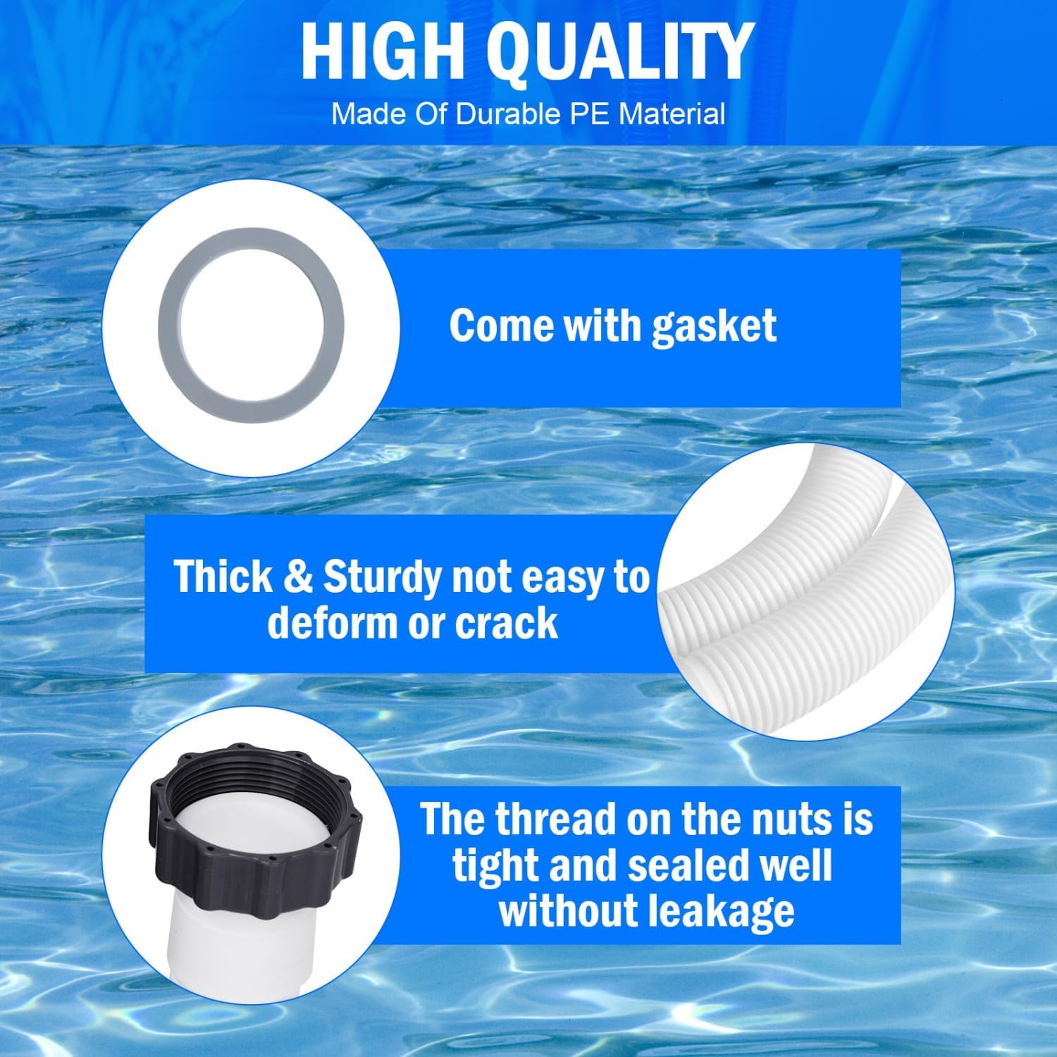Mangueras de bomba de piscina de 1.5 pulgadas de diámetro para piscinas sobre el suelo, mangueras de piscina de 59 pulgadas de largo, manguera de