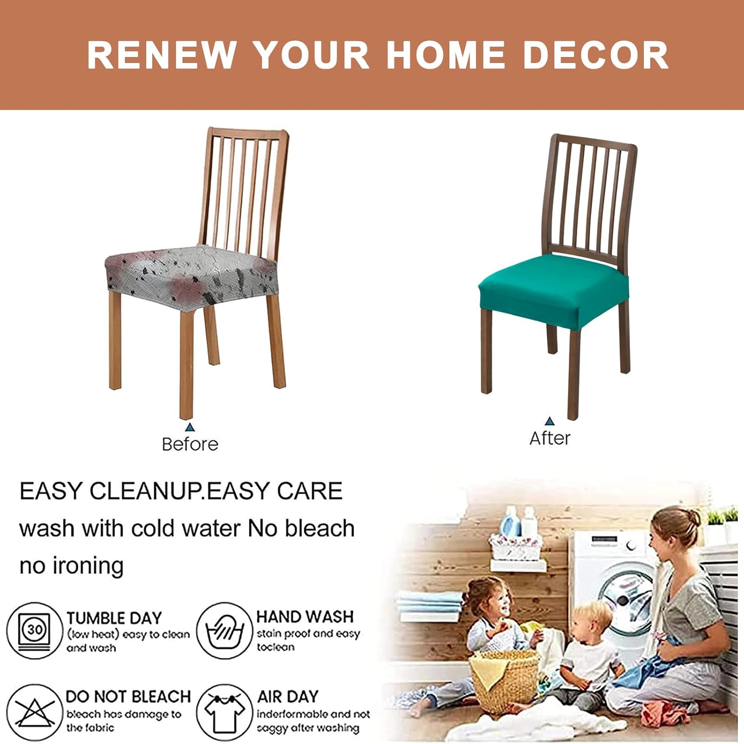 Eco-Ancheng Fundas de asiento de terciopelo para sillas de comedor, 2 piezas, fundas elásticas para sillas de comedor, fundas de asiento extraíbles