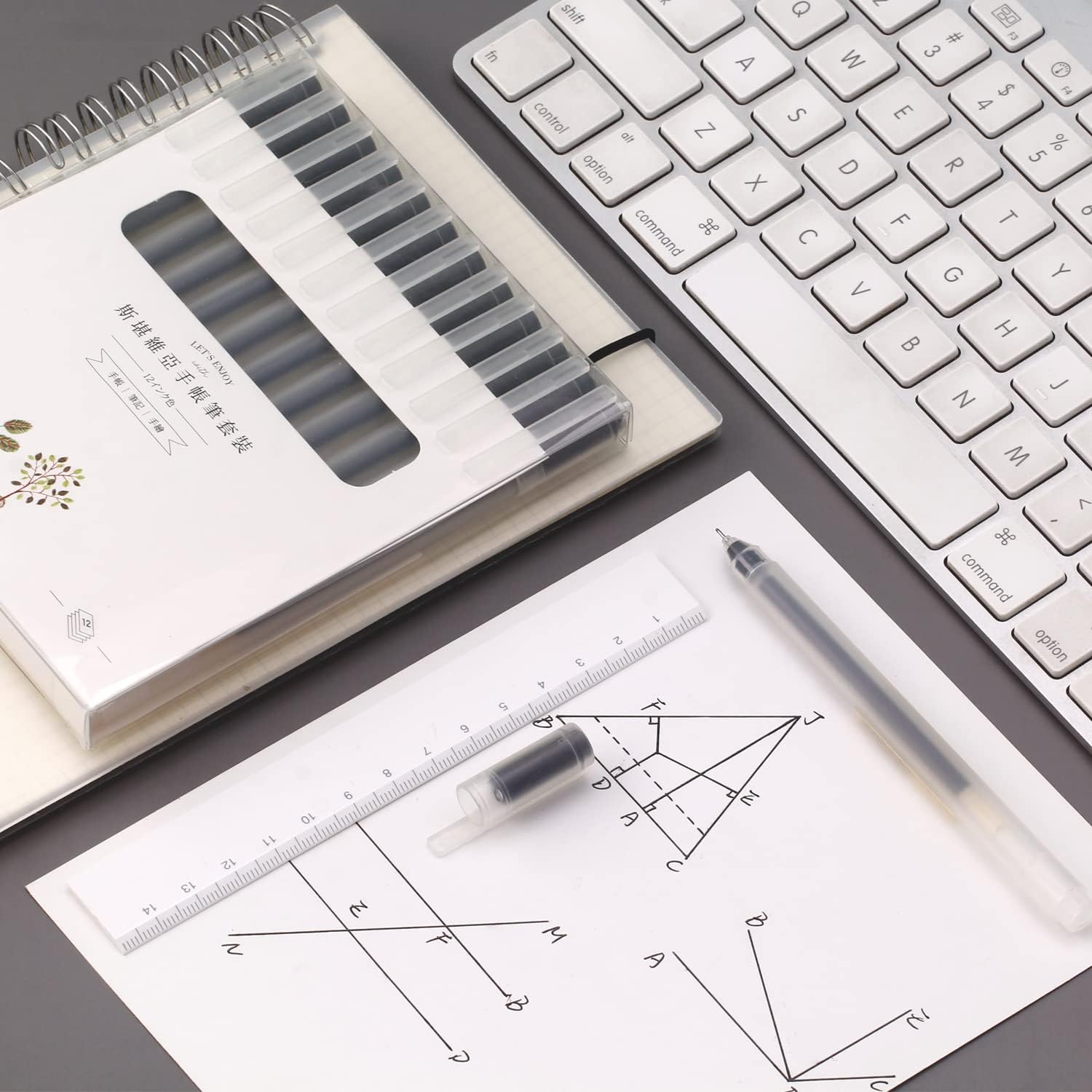 Bolígrafos de gel minimalistas de estilo japonés de 0.020 in, punta fina, paquete de 12 bolígrafos de tinta negra para oficina, escuela, papelería