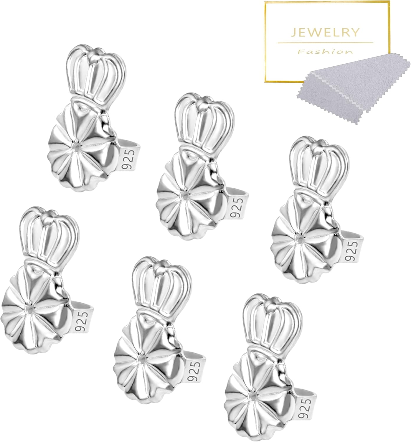 Espalda levantadora de aretes de plata de ley 925 para orejas caídas, ajustables, hipoalergénicas, para aretes pesados