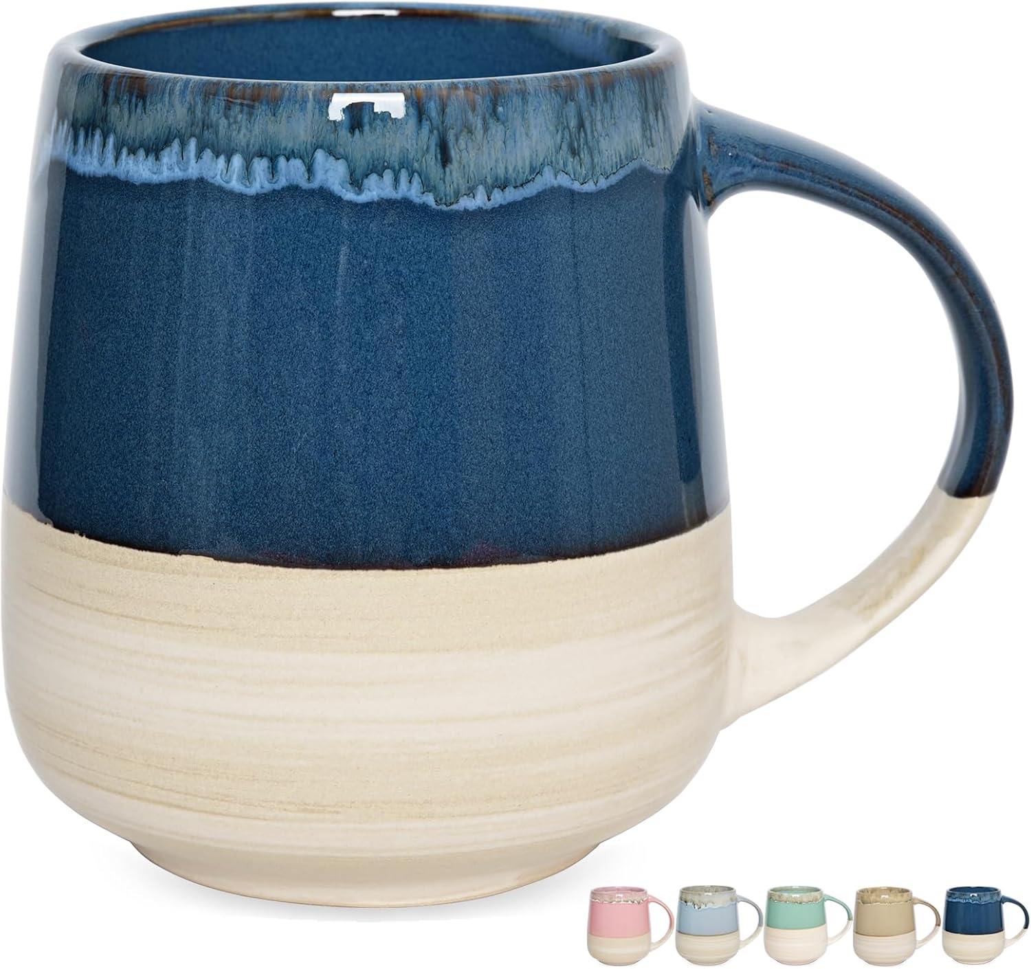 Bosmarlin Taza de café de cerámica extragrande, 23 onzas, apta para lavavajillas y microondas, taza de té grande de gran tamaño, esmalte reactivo
