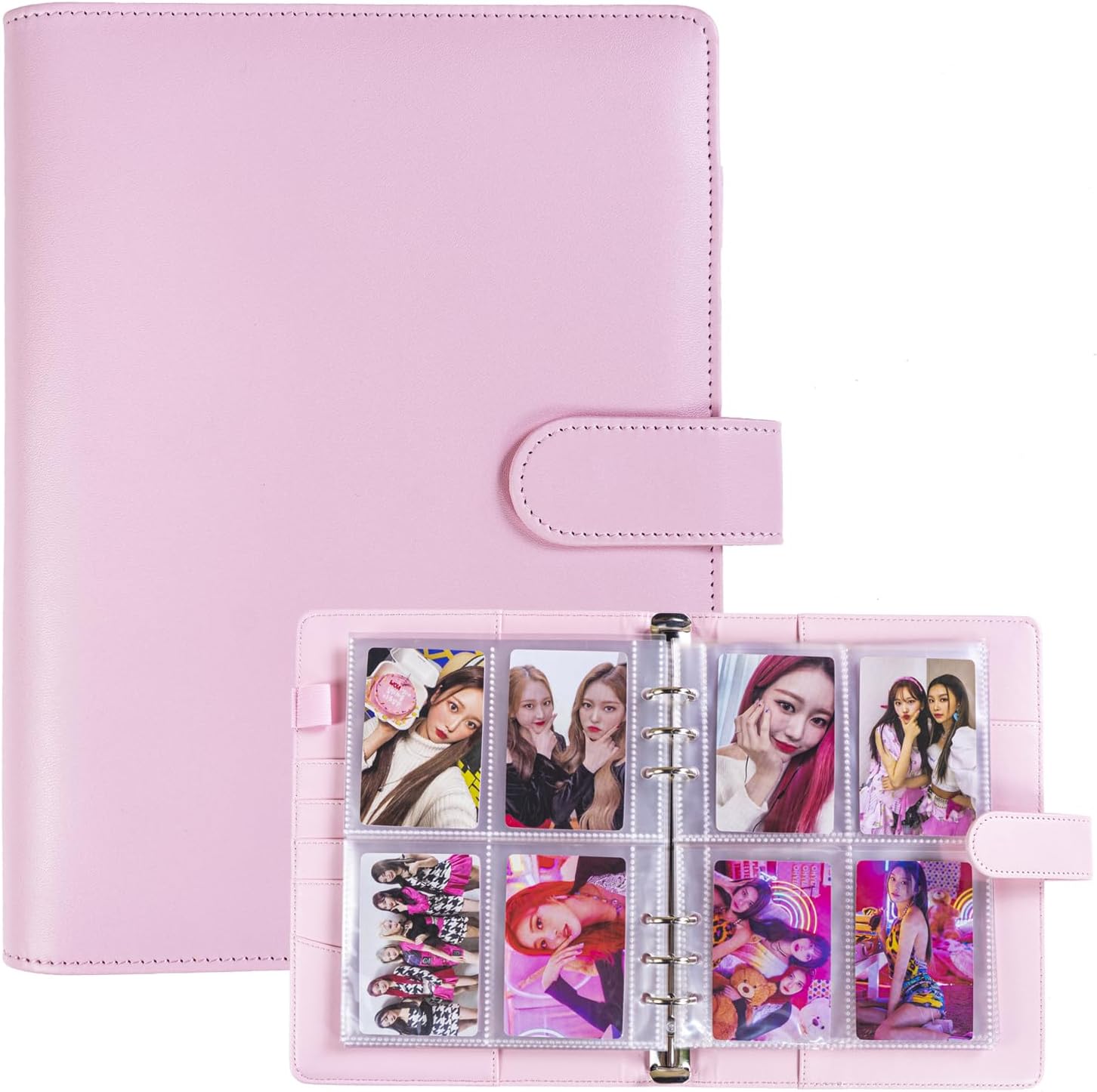 Carpeta de tarjetas A5 con 30 páginas para tarjetas de 4 bolsillos, álbum de 6 anillos con 240 ranuras para tarjetas, cubierta de piel sintética con