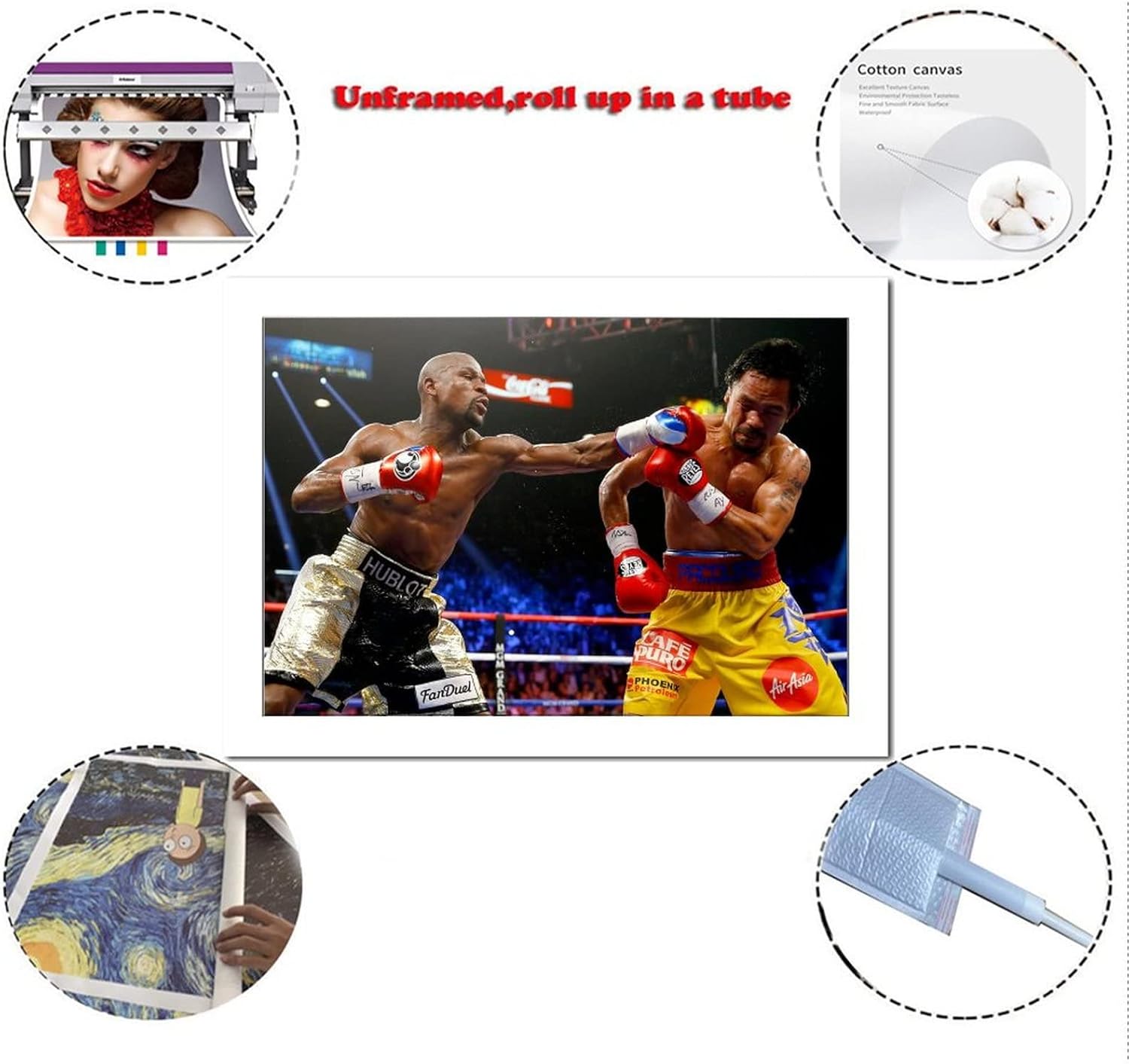 HYYNN Floyd Mayweather Jr. y Manny Pacquiao Fighting For The Title – Póster artístico de pared y arte de pared, póster moderno para decoración de