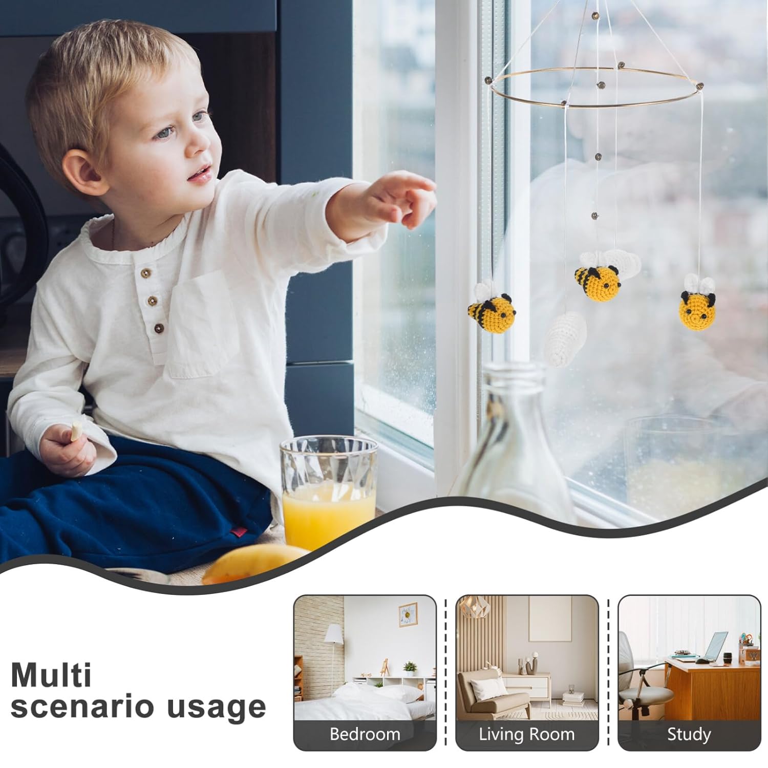 Cuna móvil para bebé, cuna móvil para niños y niñas, decoración bohemia para guardería, techo de bebé, decoración colgante de habitación