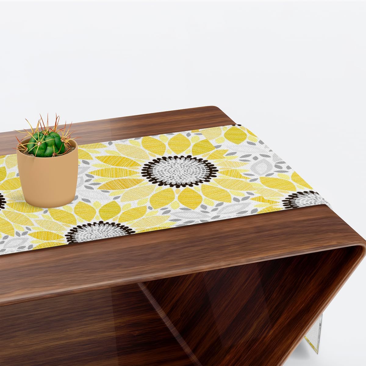 Camino de mesa de flores abstractas, mantel de lino rústico otoñal, decoración de mesa de cocina y comedor para fiesta en el hogar, 13 x 72 pulgadas